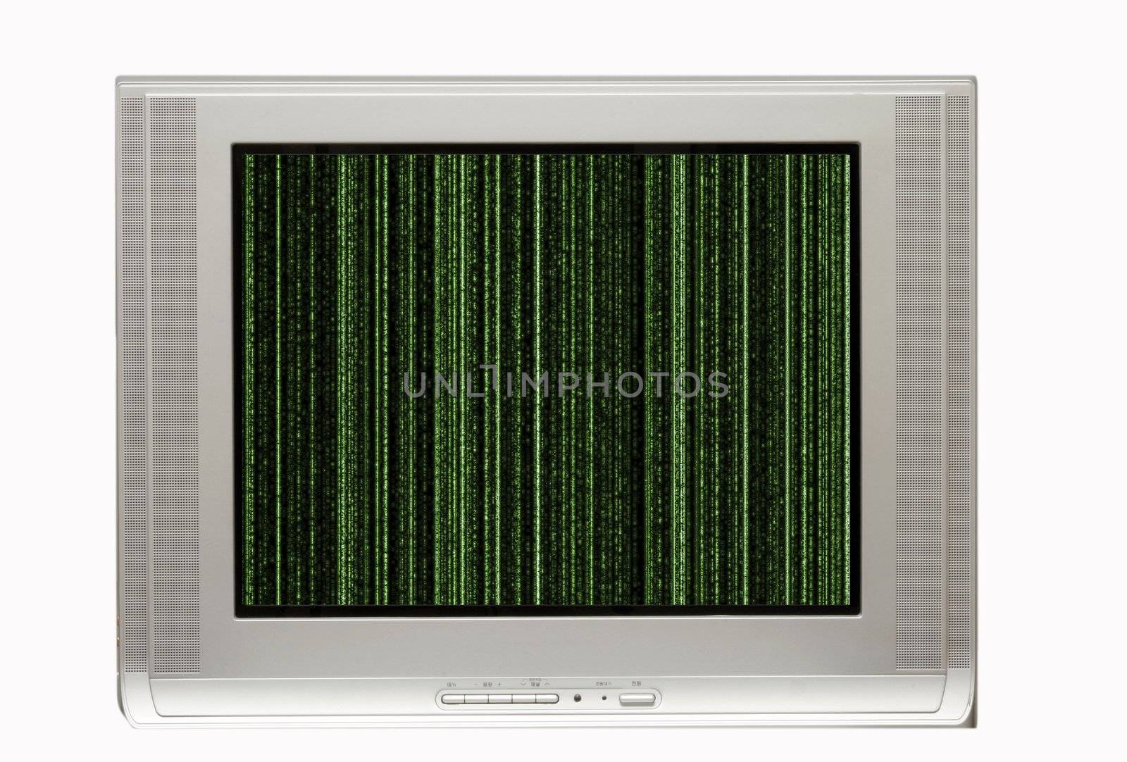 Television and Matrix display in a white background