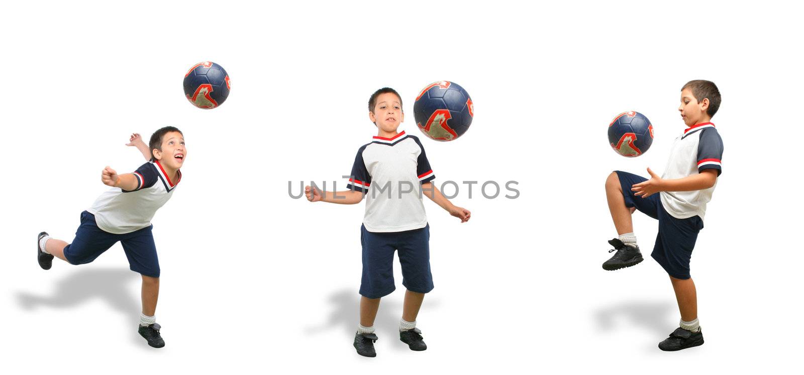 Kid playing soccer isolated by Erdosain