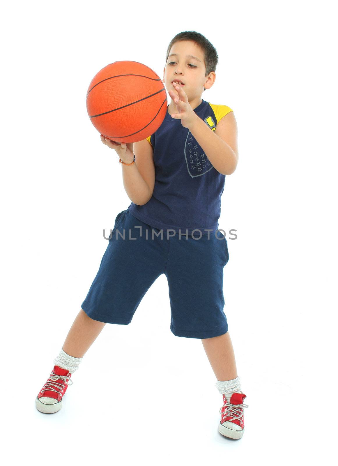 Boy playing basketball isolated. From my sport series.