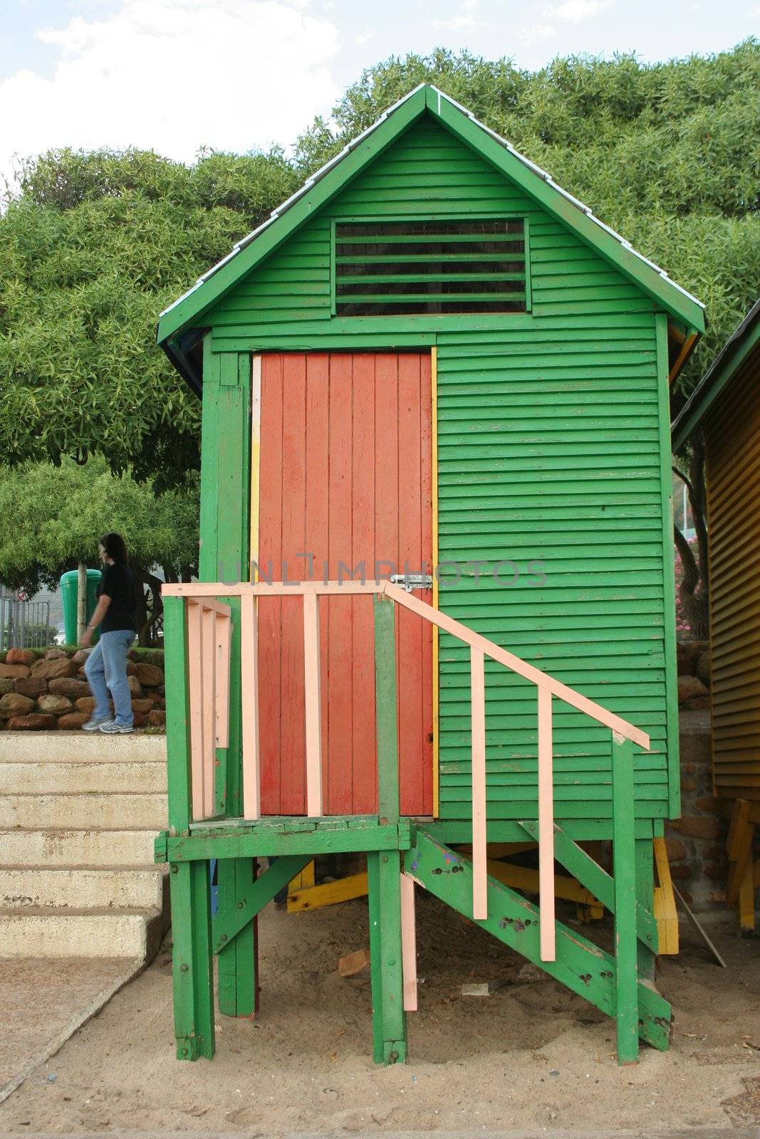 Colourfull cabin on the beach in summer