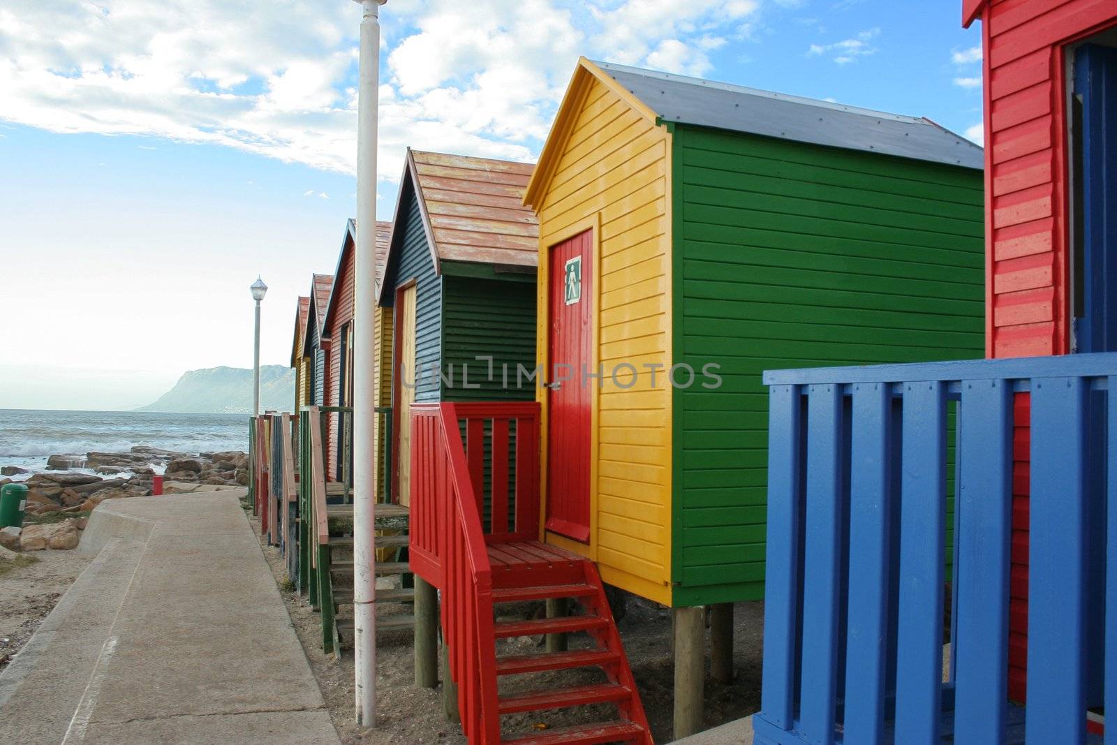 Colourfull cabin on the beach in summer