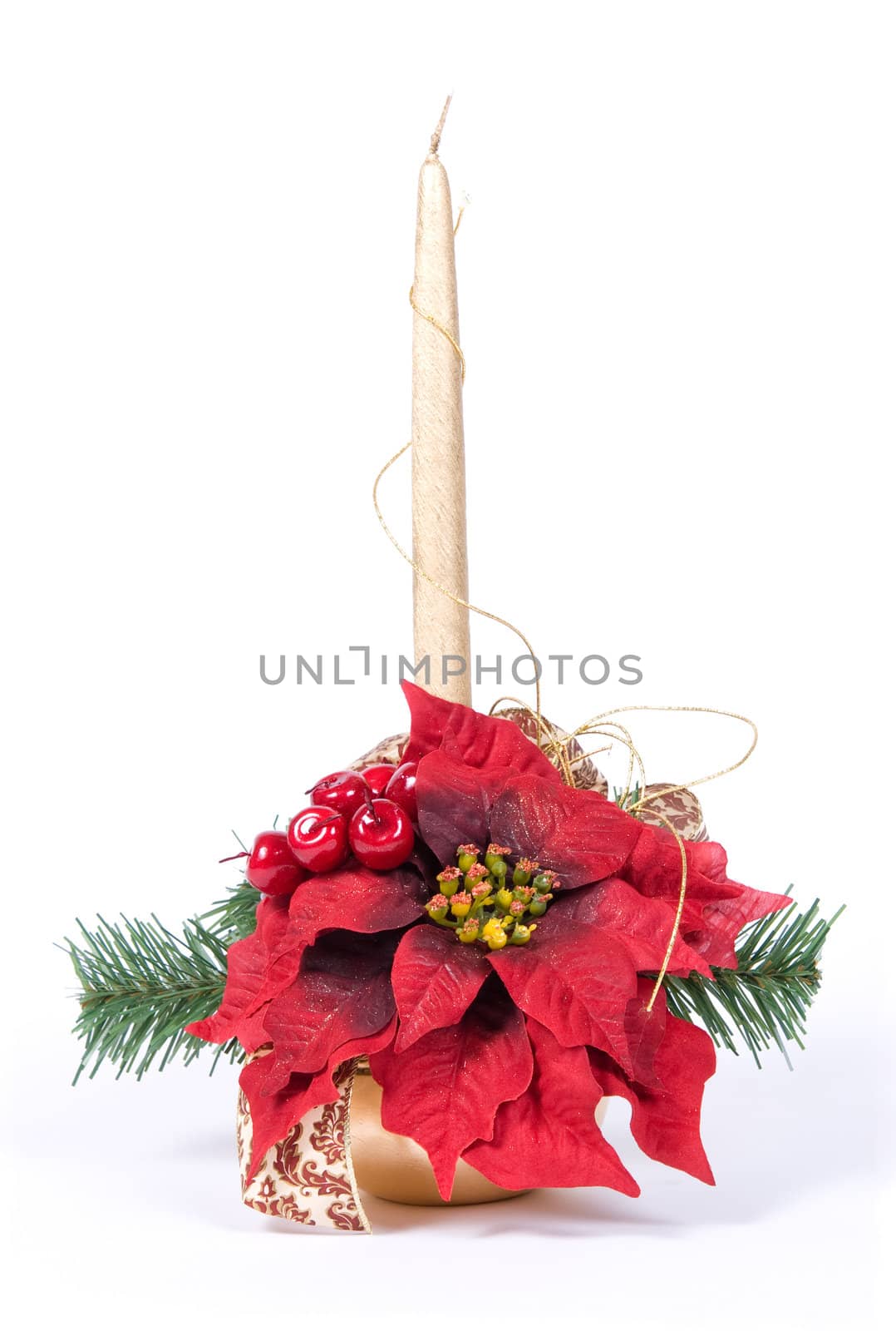 Christmas table decoration with candles and poinsettia series