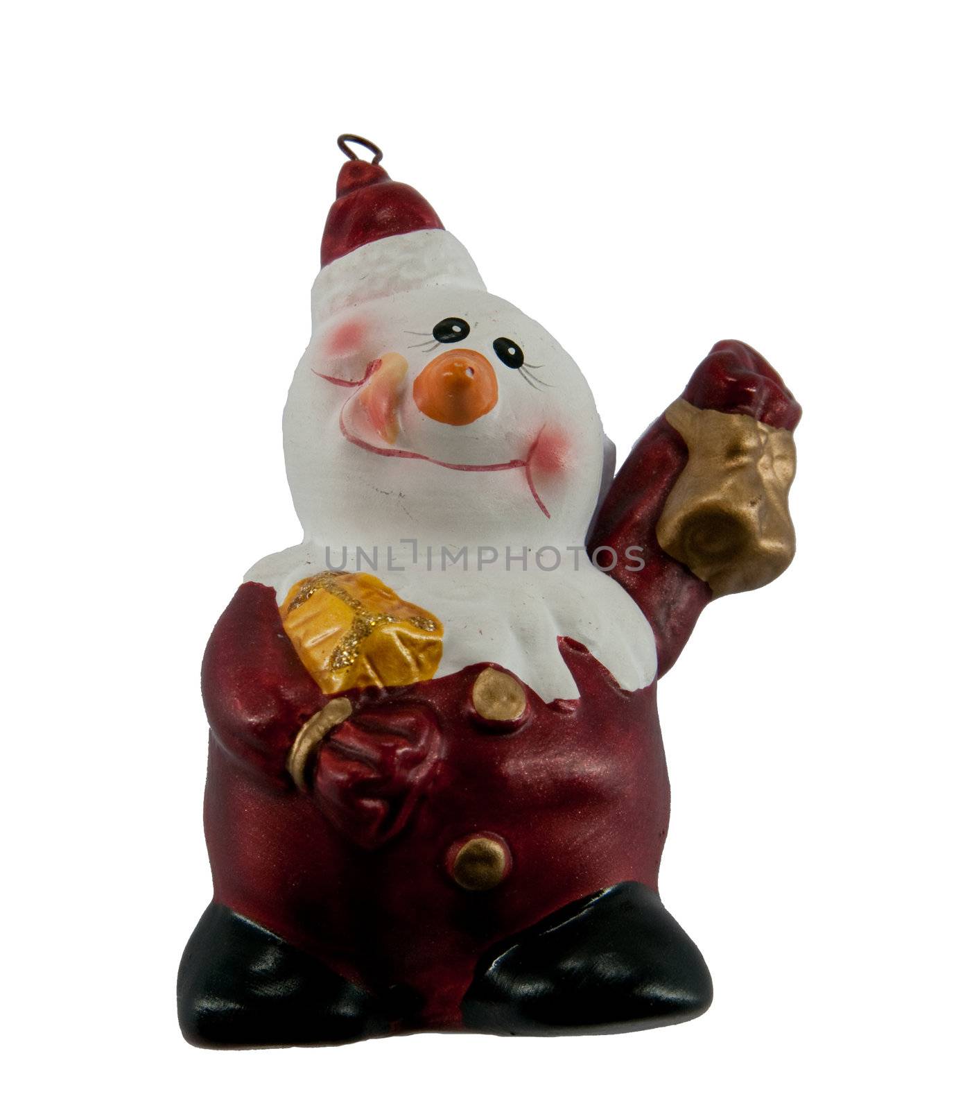 The picture of funny christmas red + white snowman 