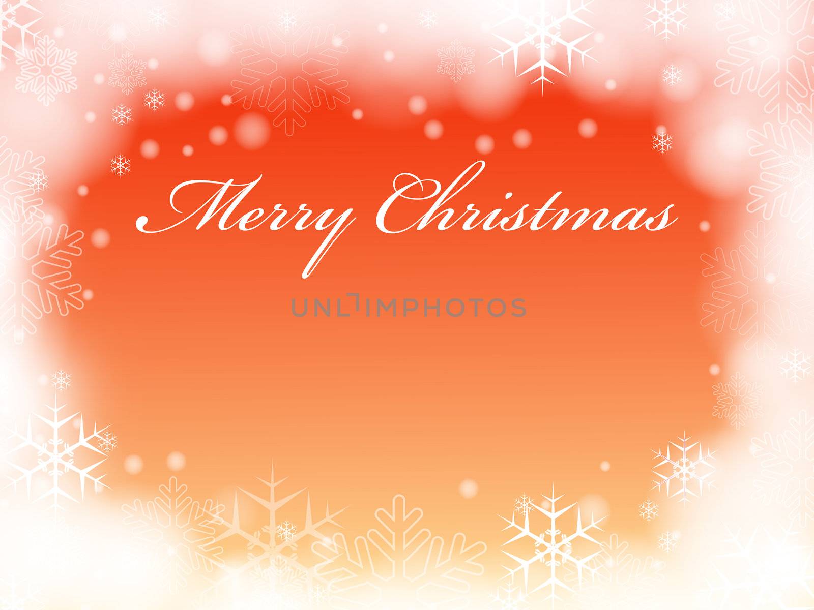 orange background with snowflakes and text - Merry Christmas