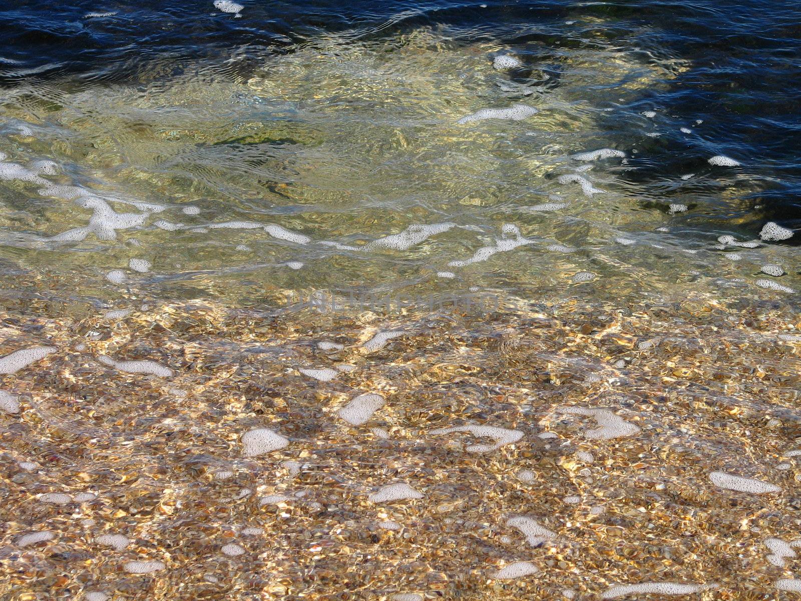 Transparent water, sandy sea-bottom and seaweed