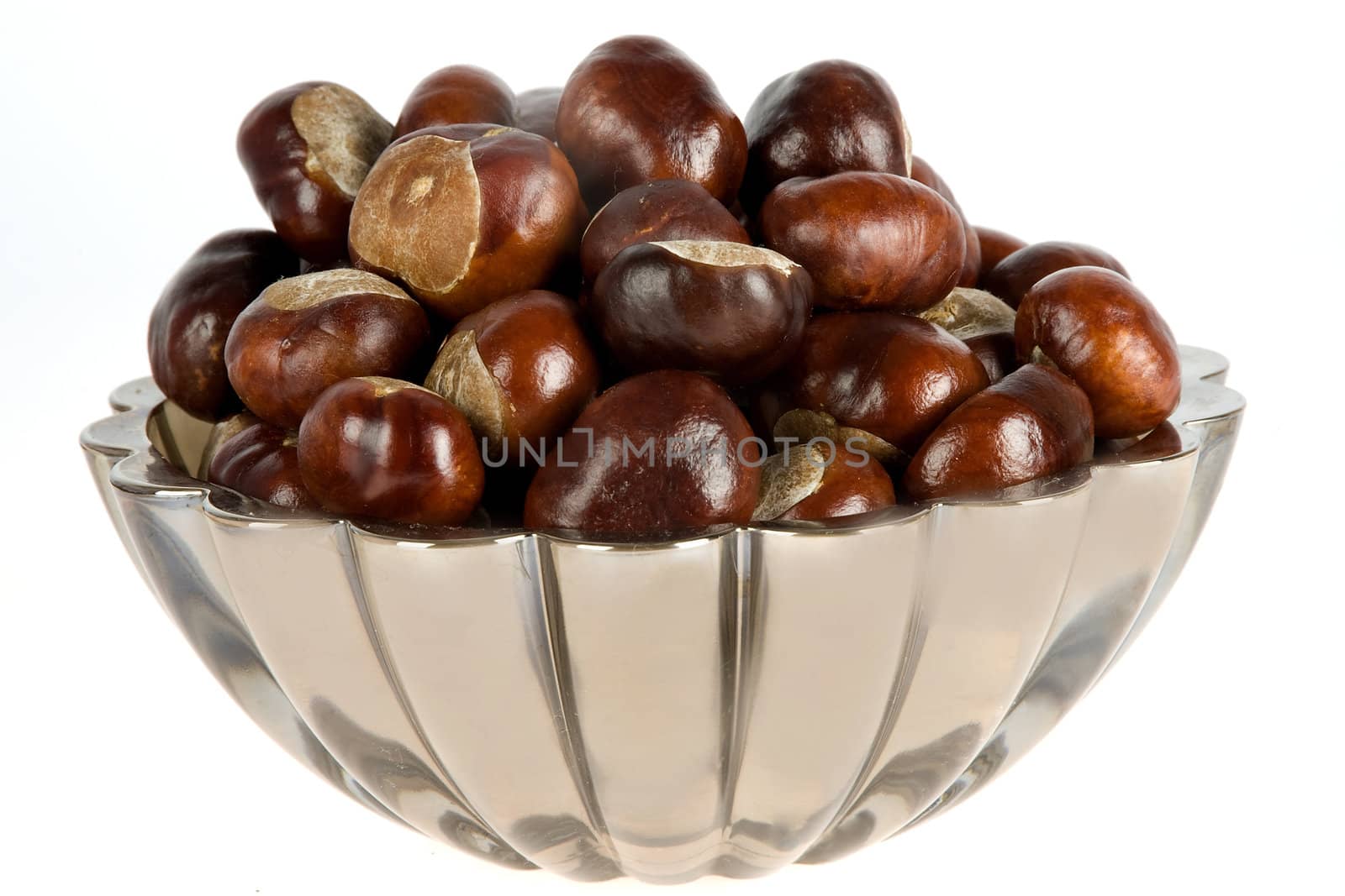 a lot of chestnuts on white