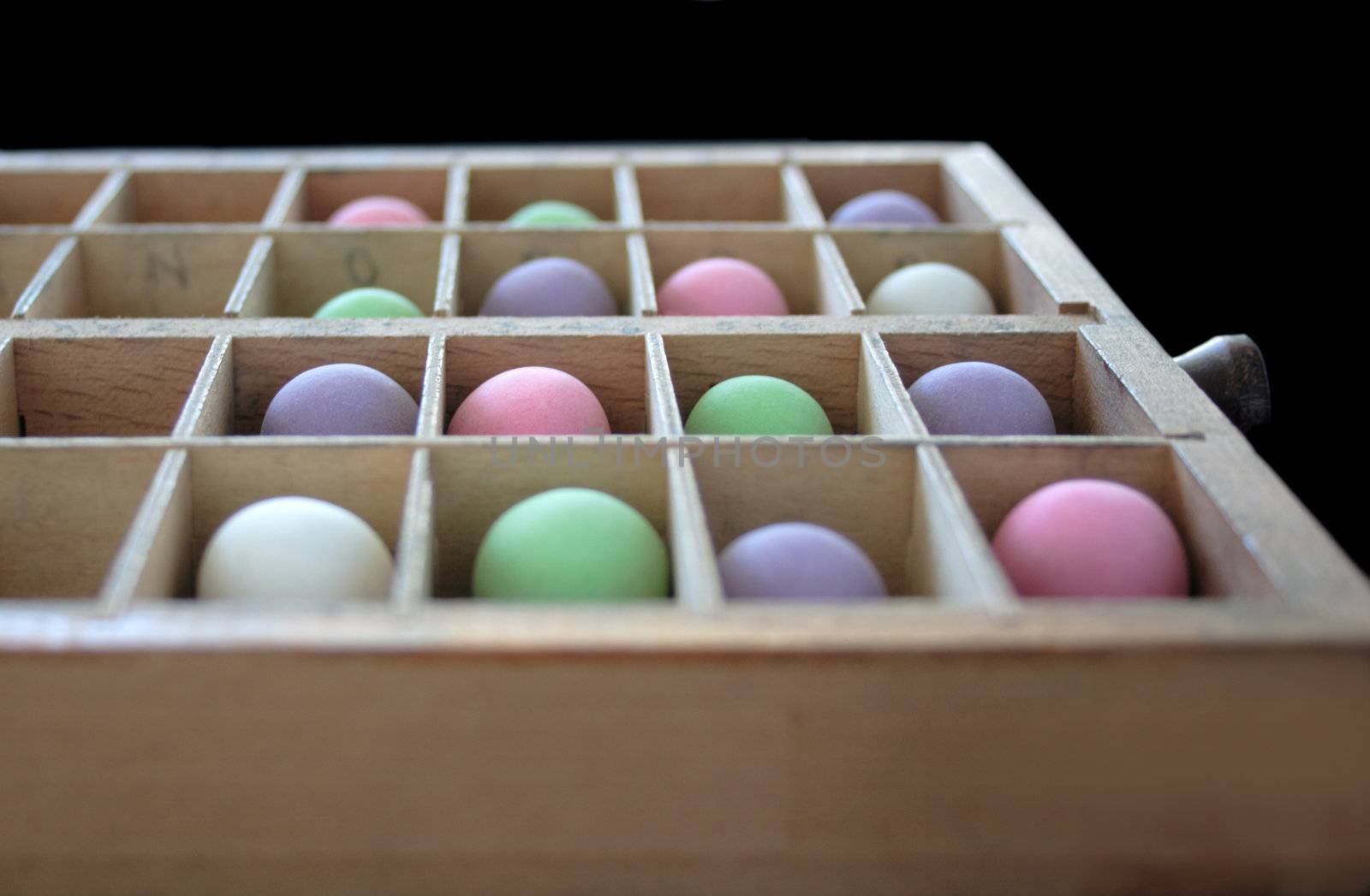pastel balls in a type case by nebari