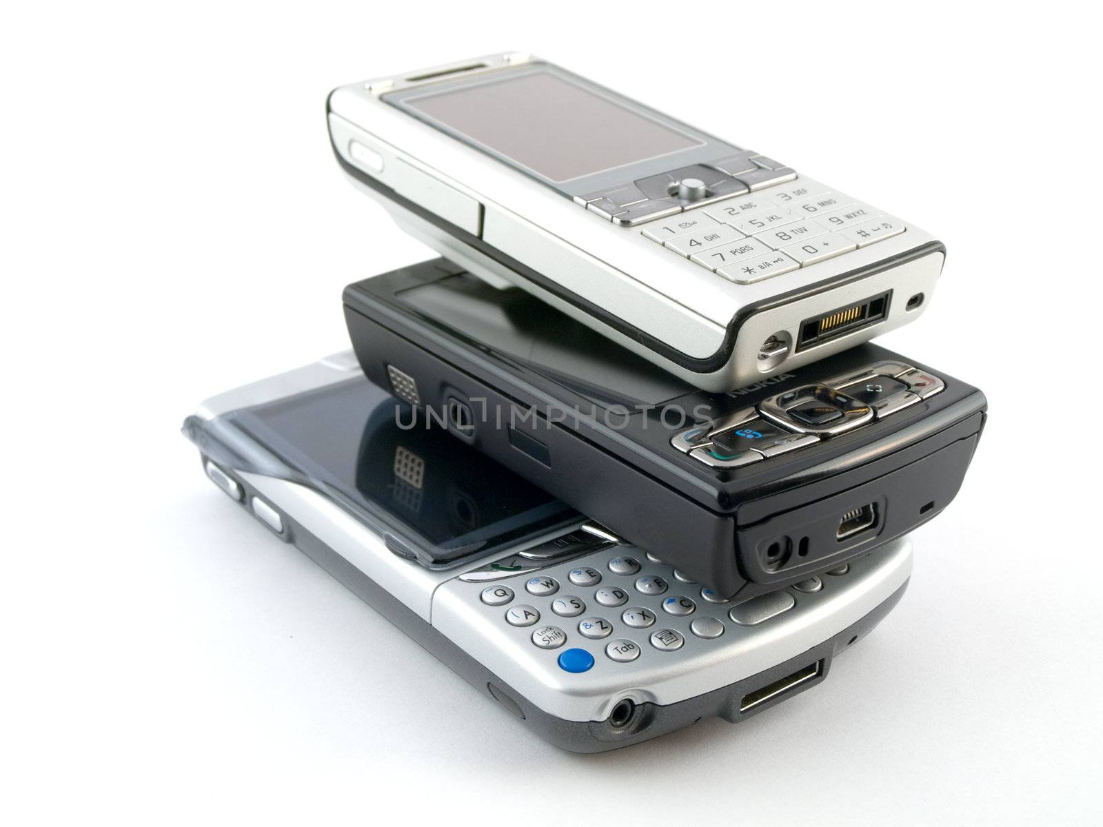 Modern Mobile Phones on White Background by bobbigmac