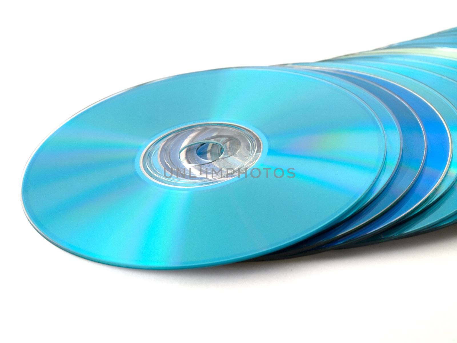 CDs DVDs on White Background