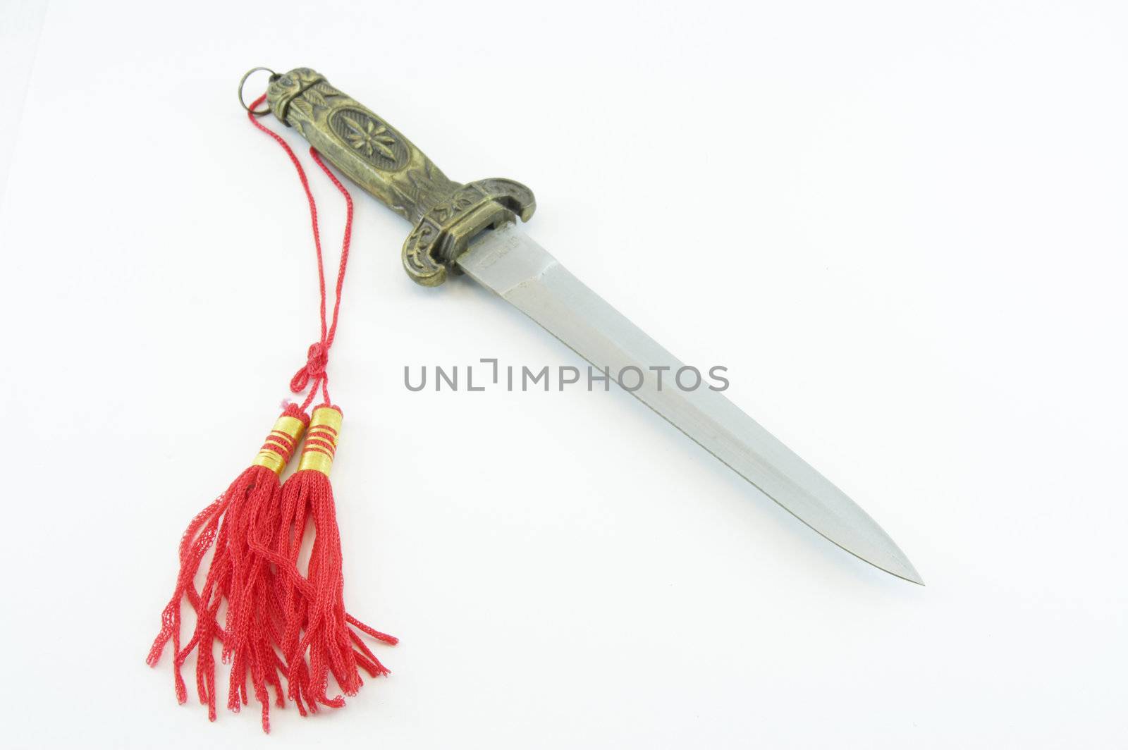 The Chinese dagger with a red brush