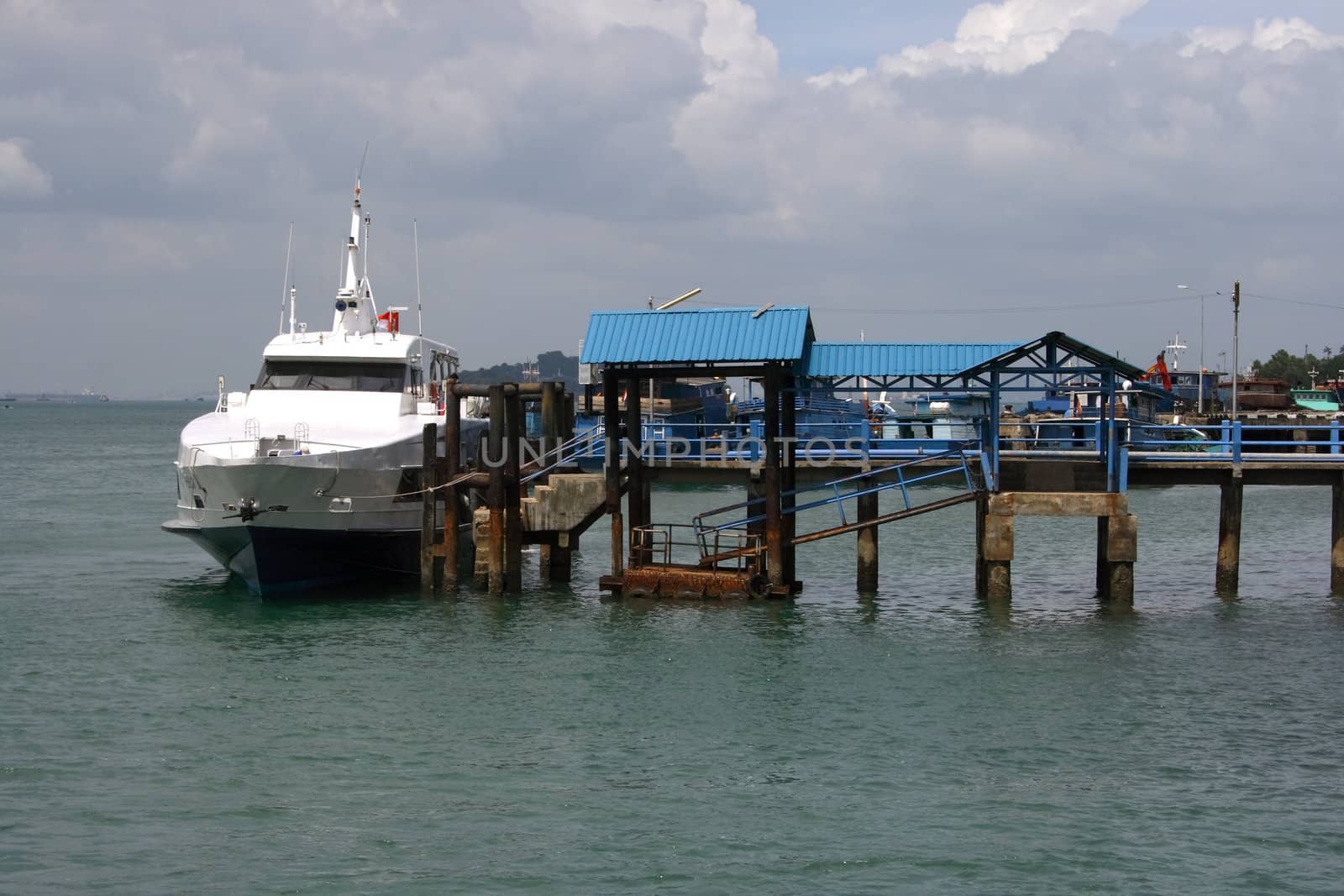 Boats at Jetty in a tropical country.