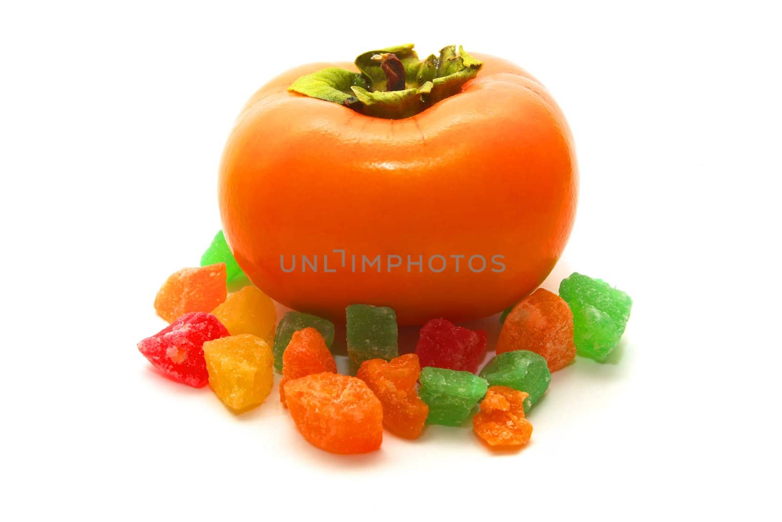 photo of the persimmon on white background