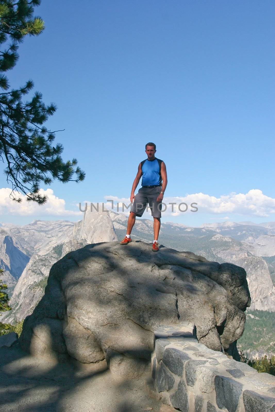 Glacier Point is a viewpoint above Yosemite Valley, in California, USA. It is located on the south wall of Yosemite Valley at an elevation of 7,214 ft (2,199 m), 3,200 ft (975 m) above Curry Village. The point offers a superb view of Yosemite National Park, including Yosemite Falls, Half Dome, Vernal Falls, Nevada Falls, and Clouds Rest.