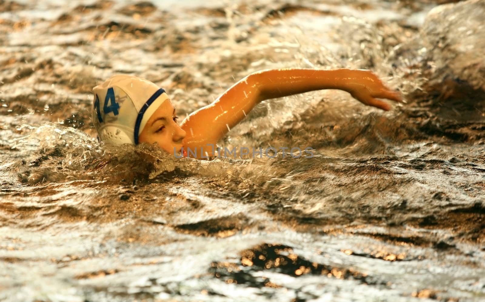 A freestyle swimmer in action