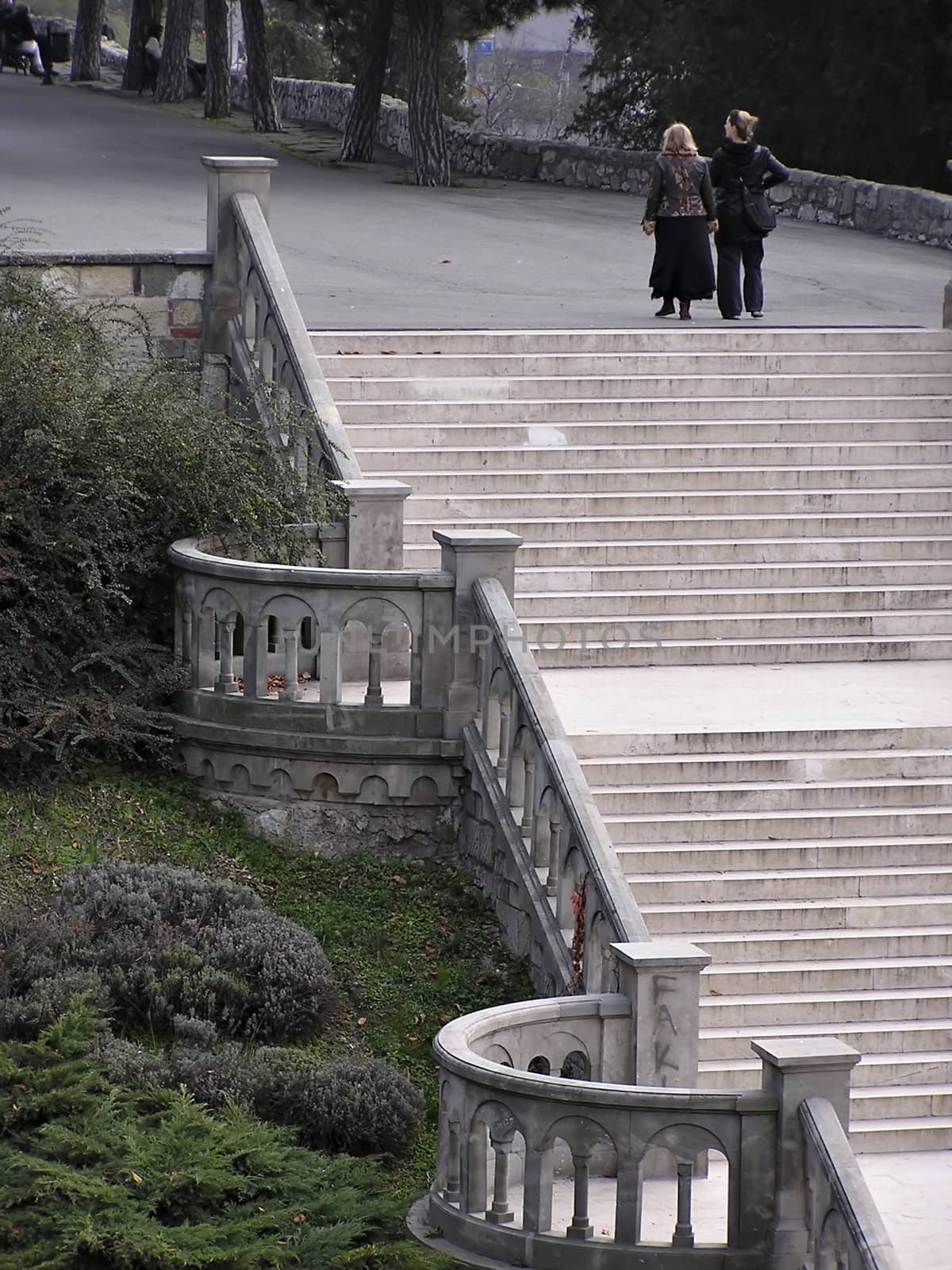Stairway at Kalemegdan park, Belgrade, Serbia.