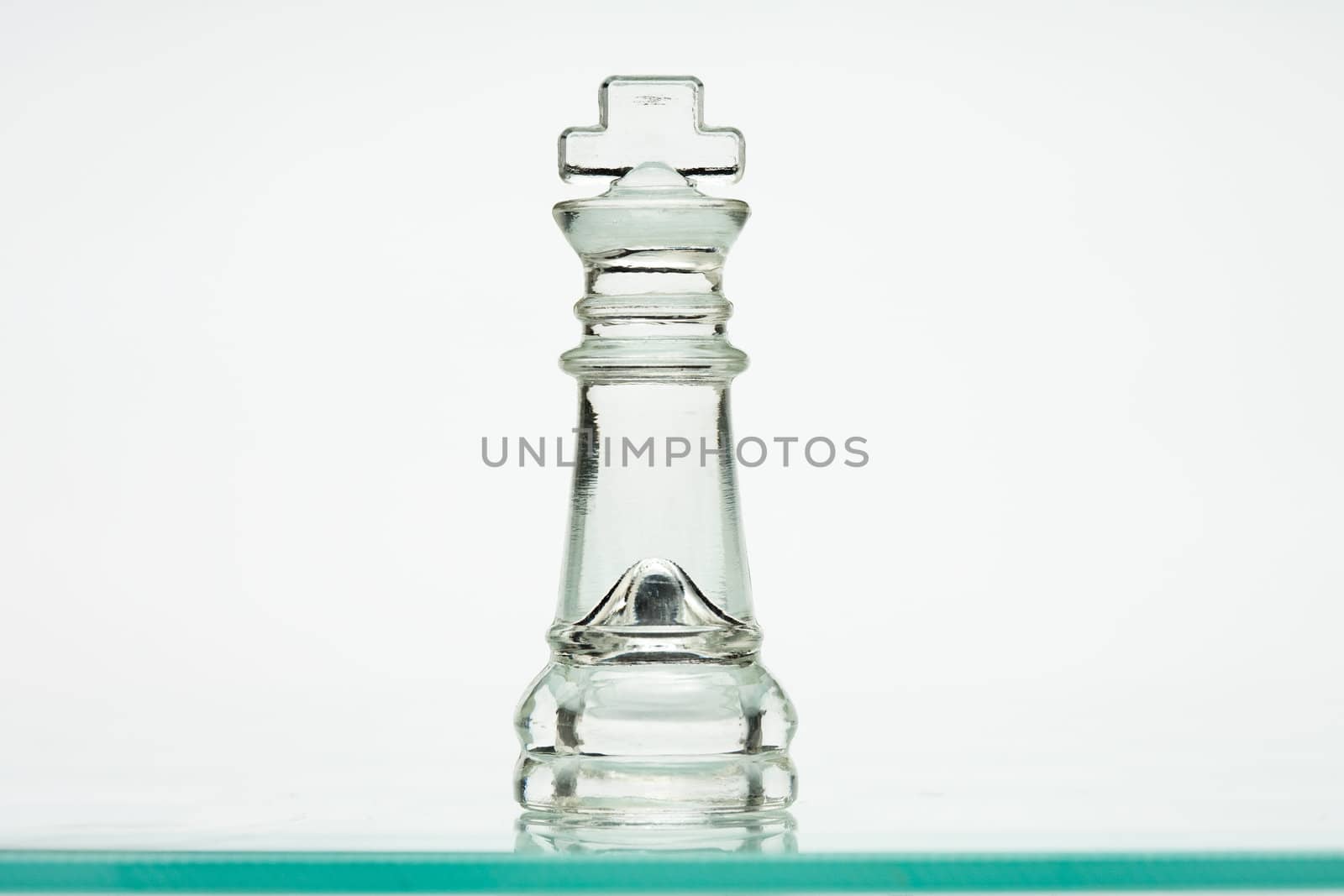 Chess transparent, white background, the king alone in the center