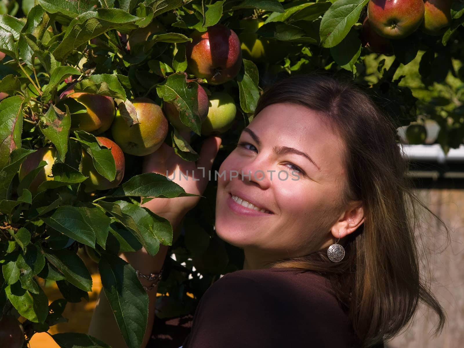Young attractive woman near fresh apples tree by Ronyzmbow