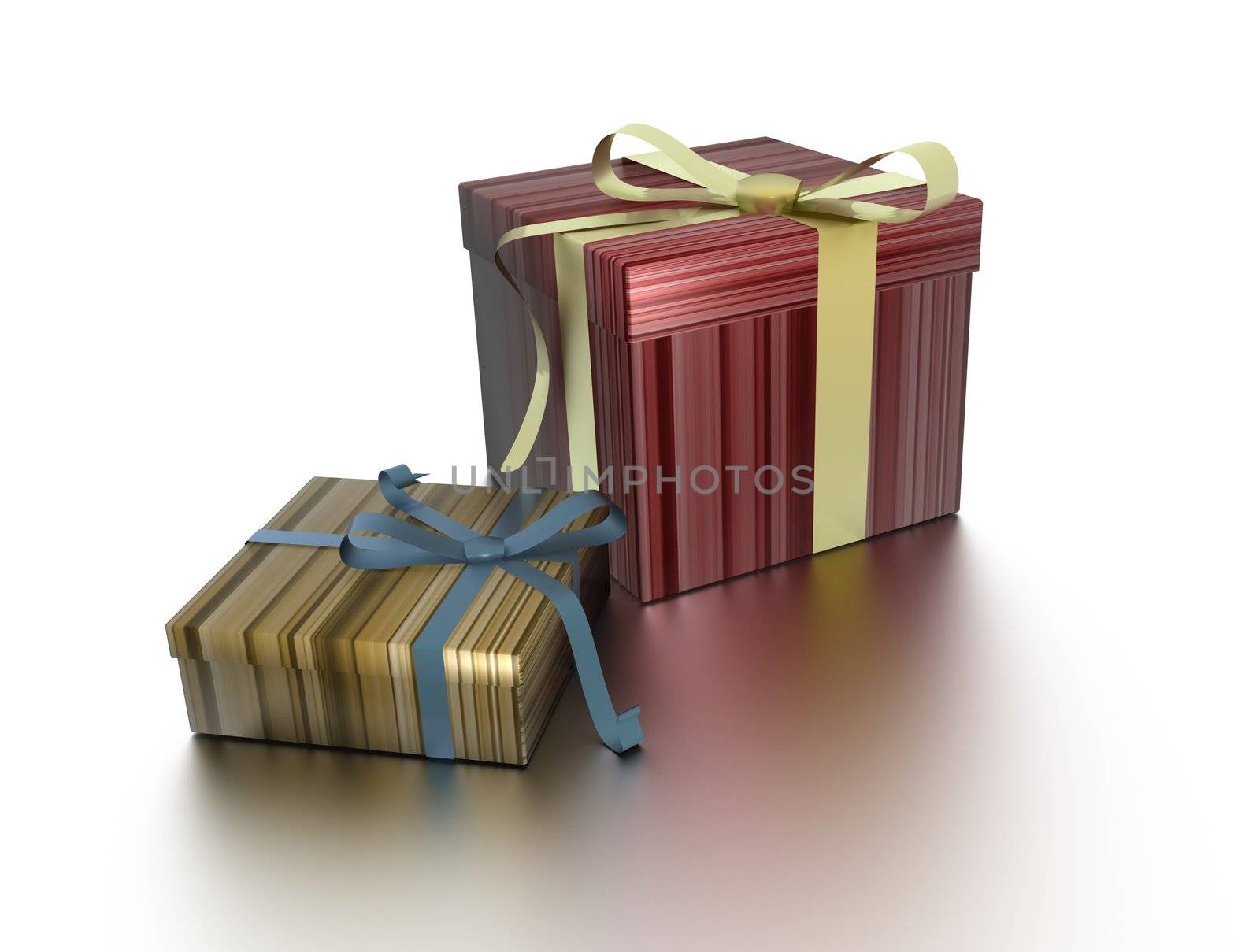 Christmas gifts in colorful boxes. High quality 3D render. 
