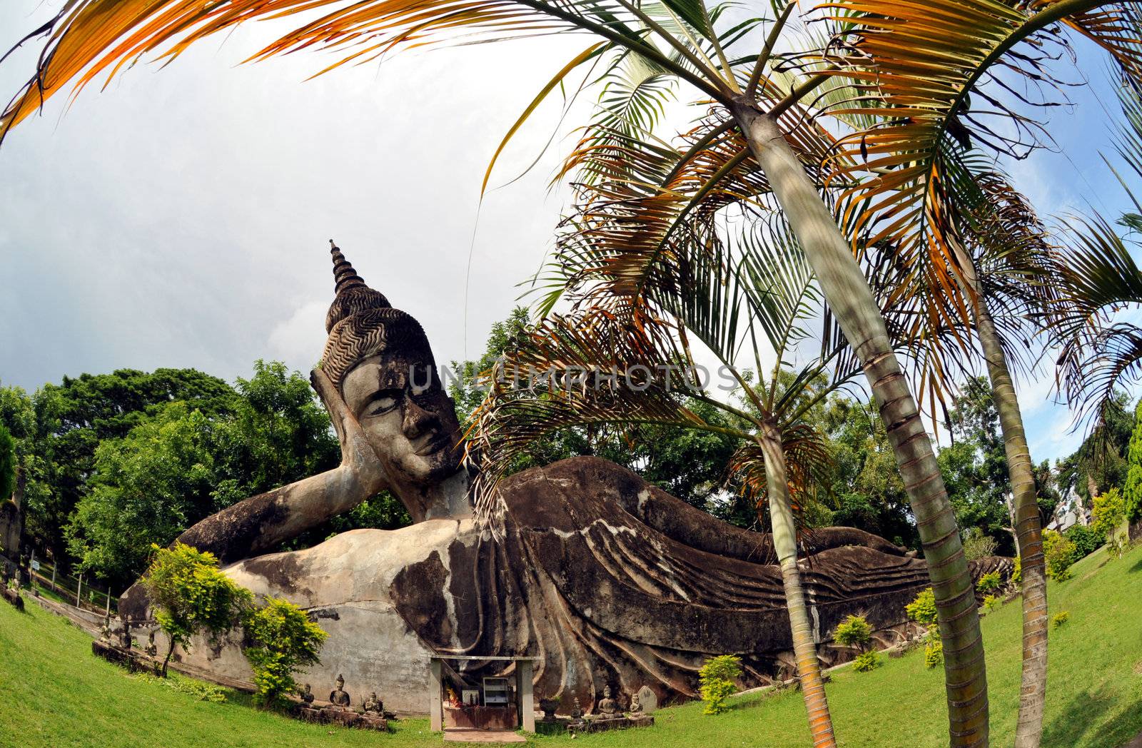 Buddha statues at the beautiful and bizarre buddha park in Vientiane/Laos.

