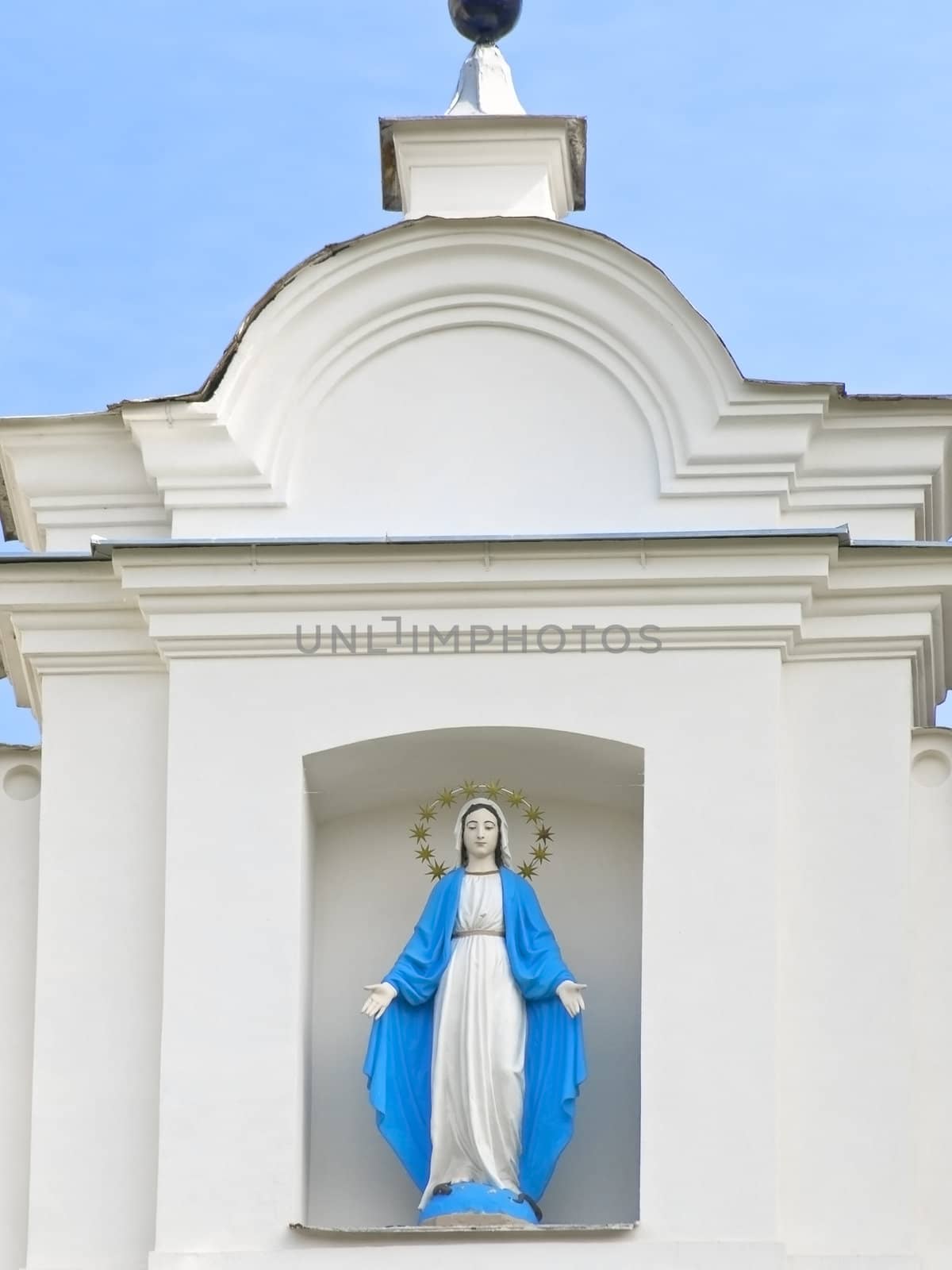 Church image on the front of a building