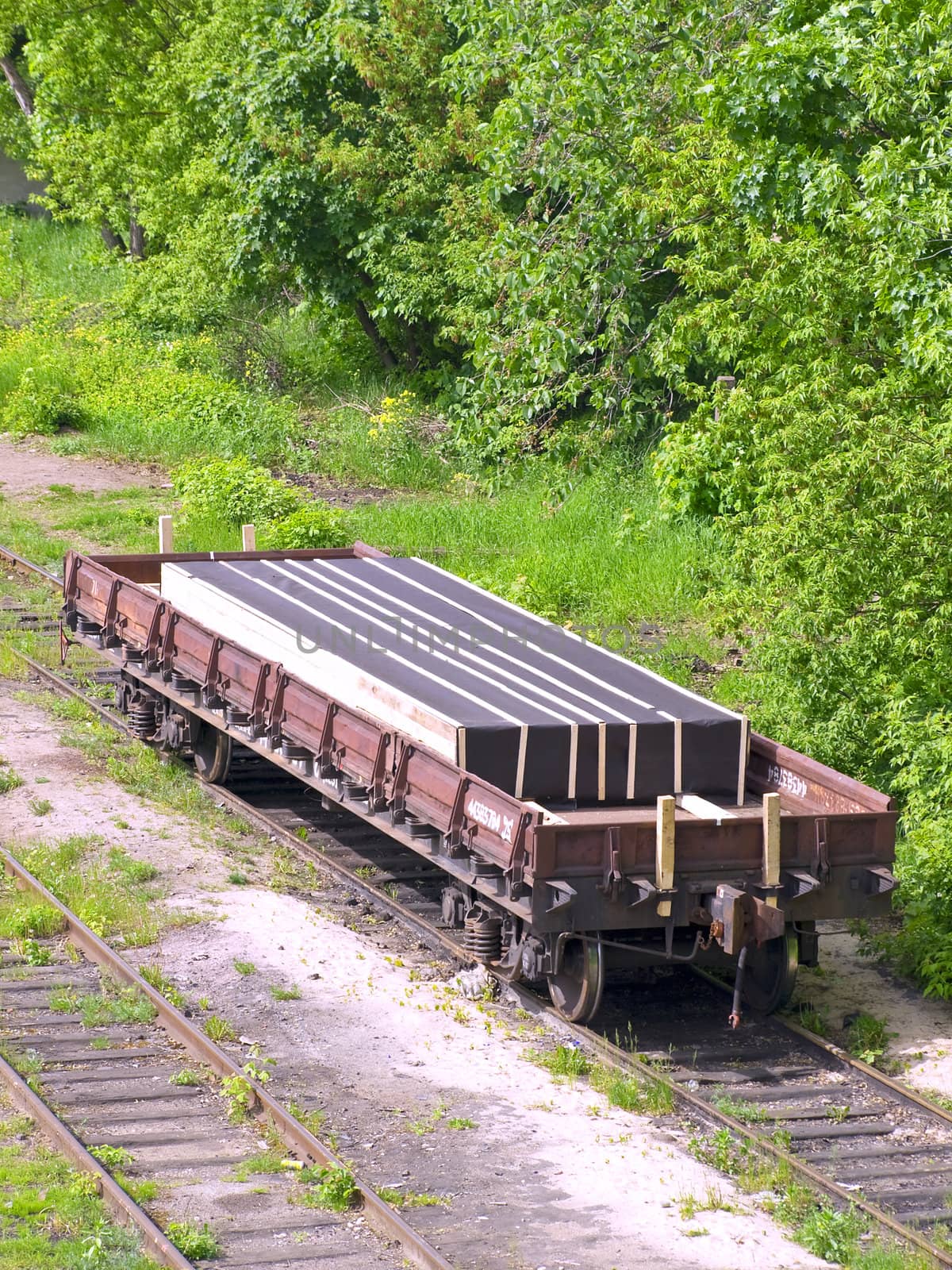 rail car with cargo in the dead end