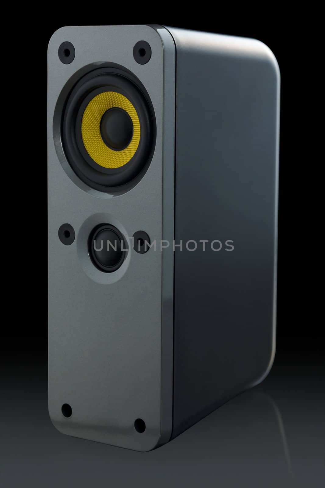 Two-way speaker on black background with clipping path