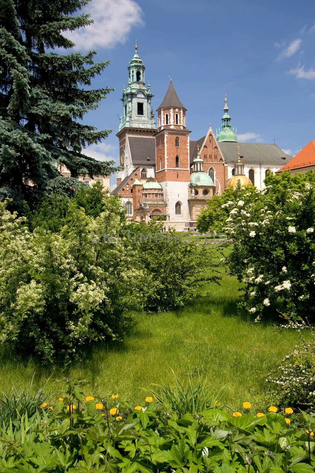 Beautiful spring view of Wawel Castle in Cracow, Poland