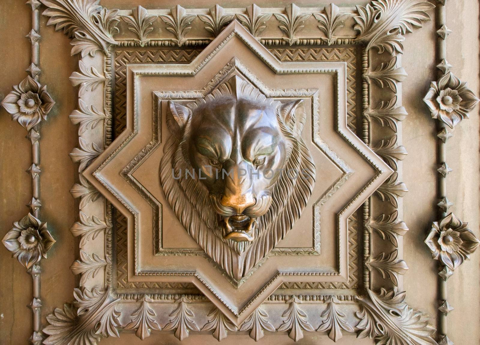 Lion head bas-relief by naumoid