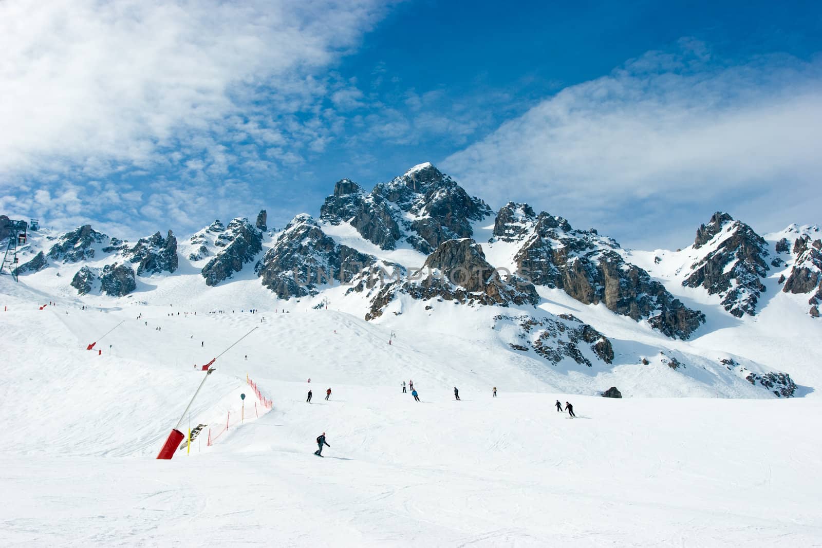Piste at Courchevel ski resort, French Alps