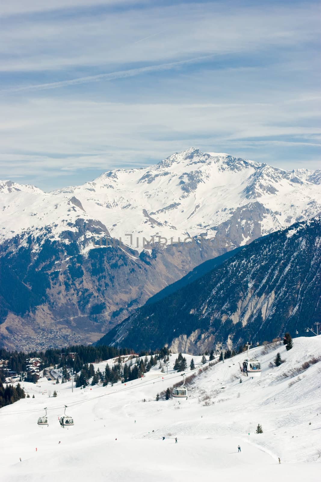 View at Courchevel ski resort, French Alps