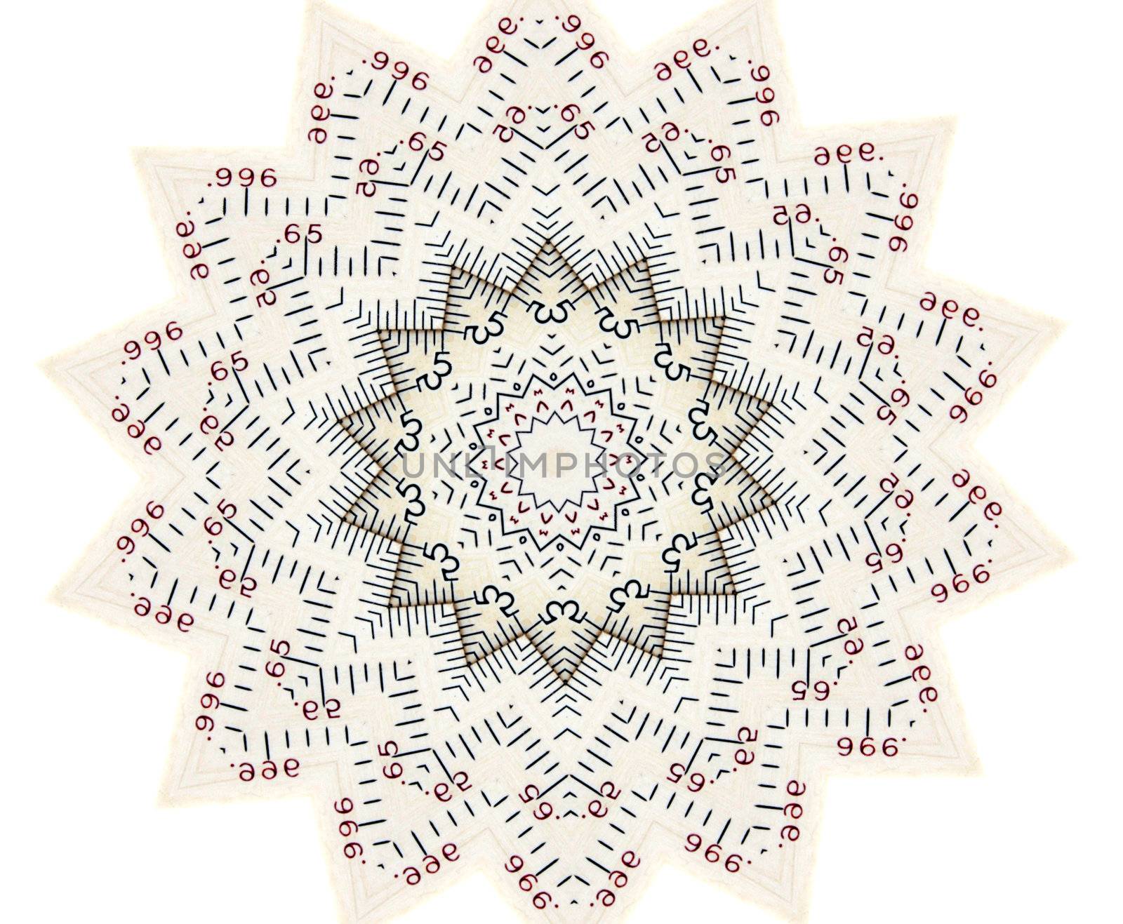 black, white, red and gray image generated from a slide rule
