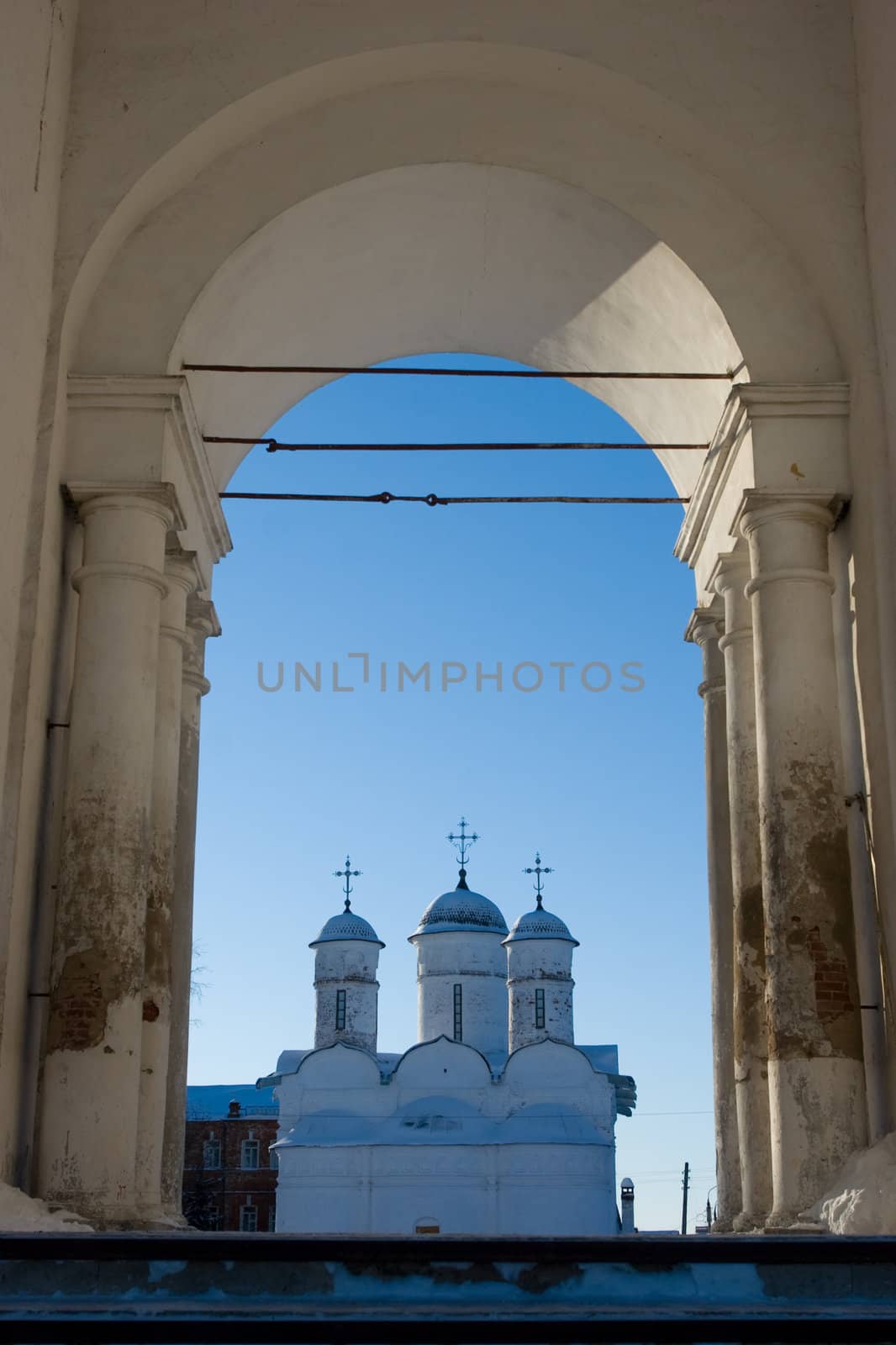 View thru arc at Syzdal cathedral, Russia