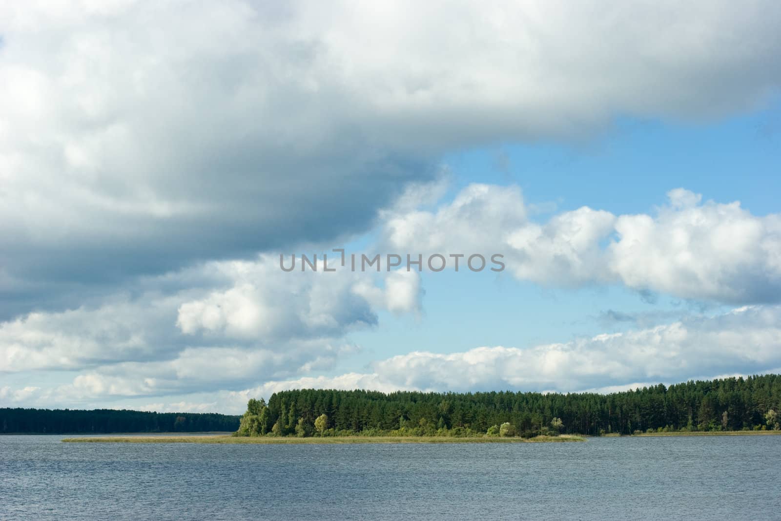 Cloudy sky over Seliger lake, Russia
