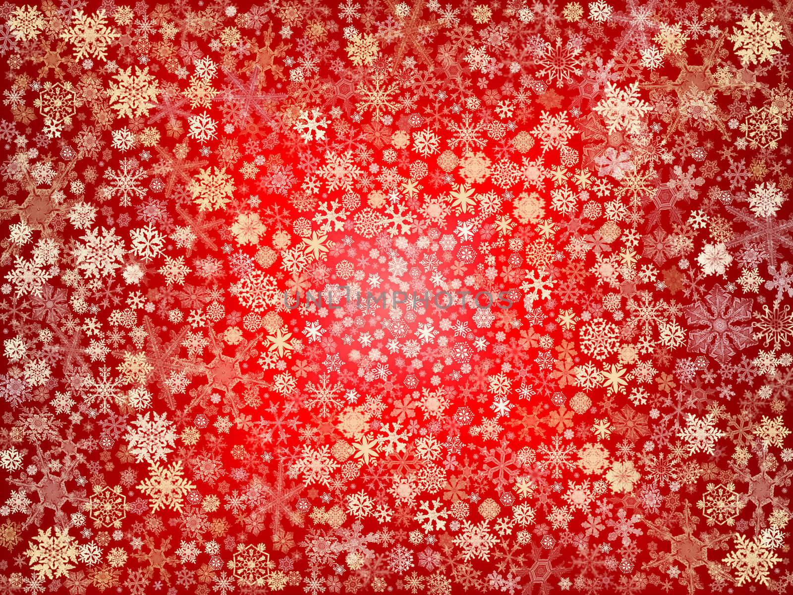 golden snowflakes in red by marinini