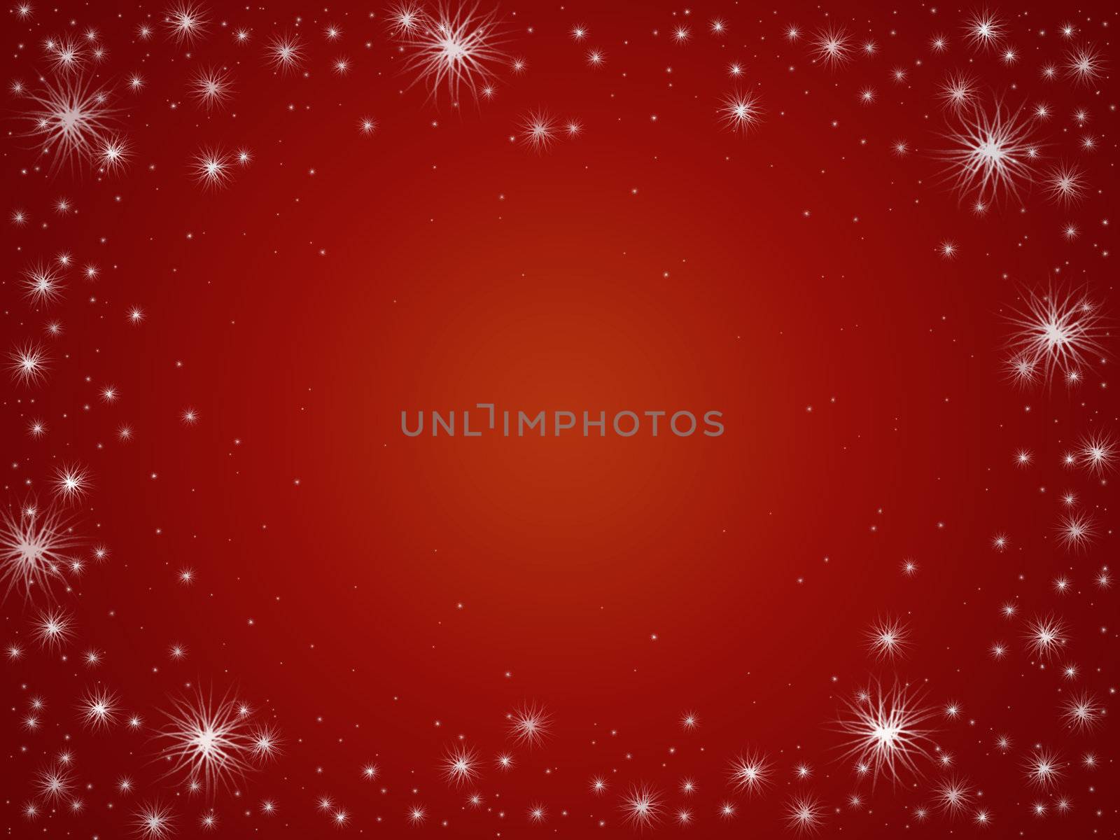 white stars over red background with feather center
