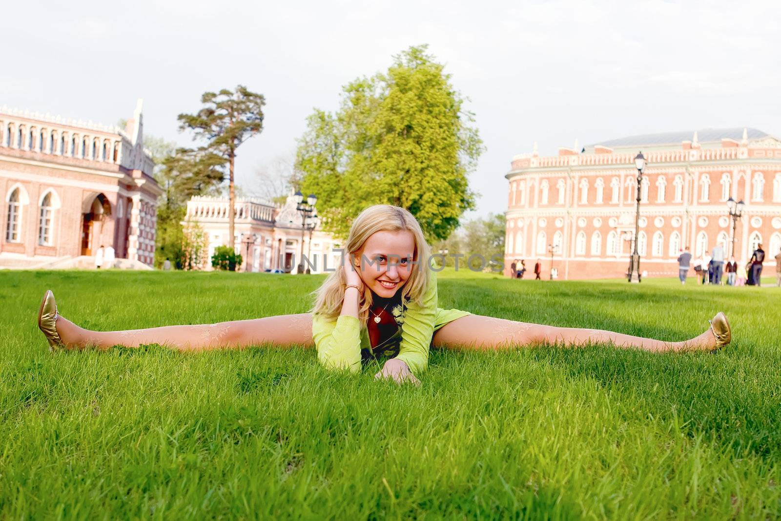 The young girl carrying out gymnastic exercise by MIL