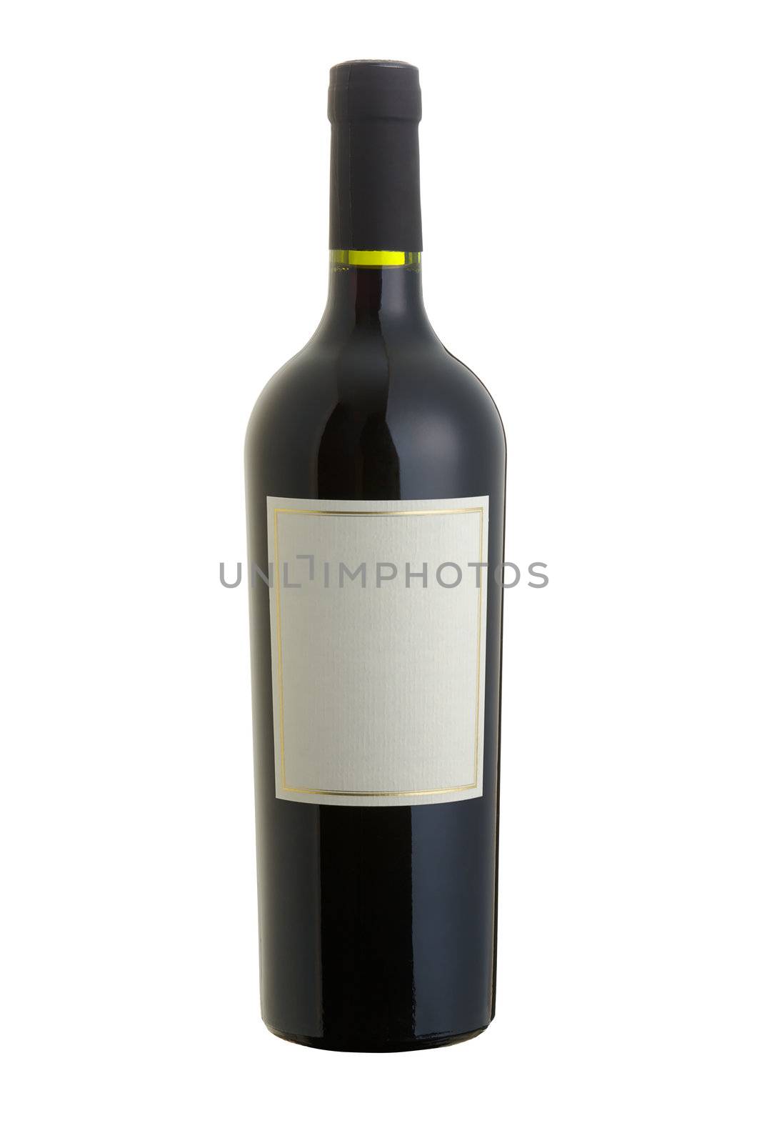 Isolated red wine bottle with cliiping path