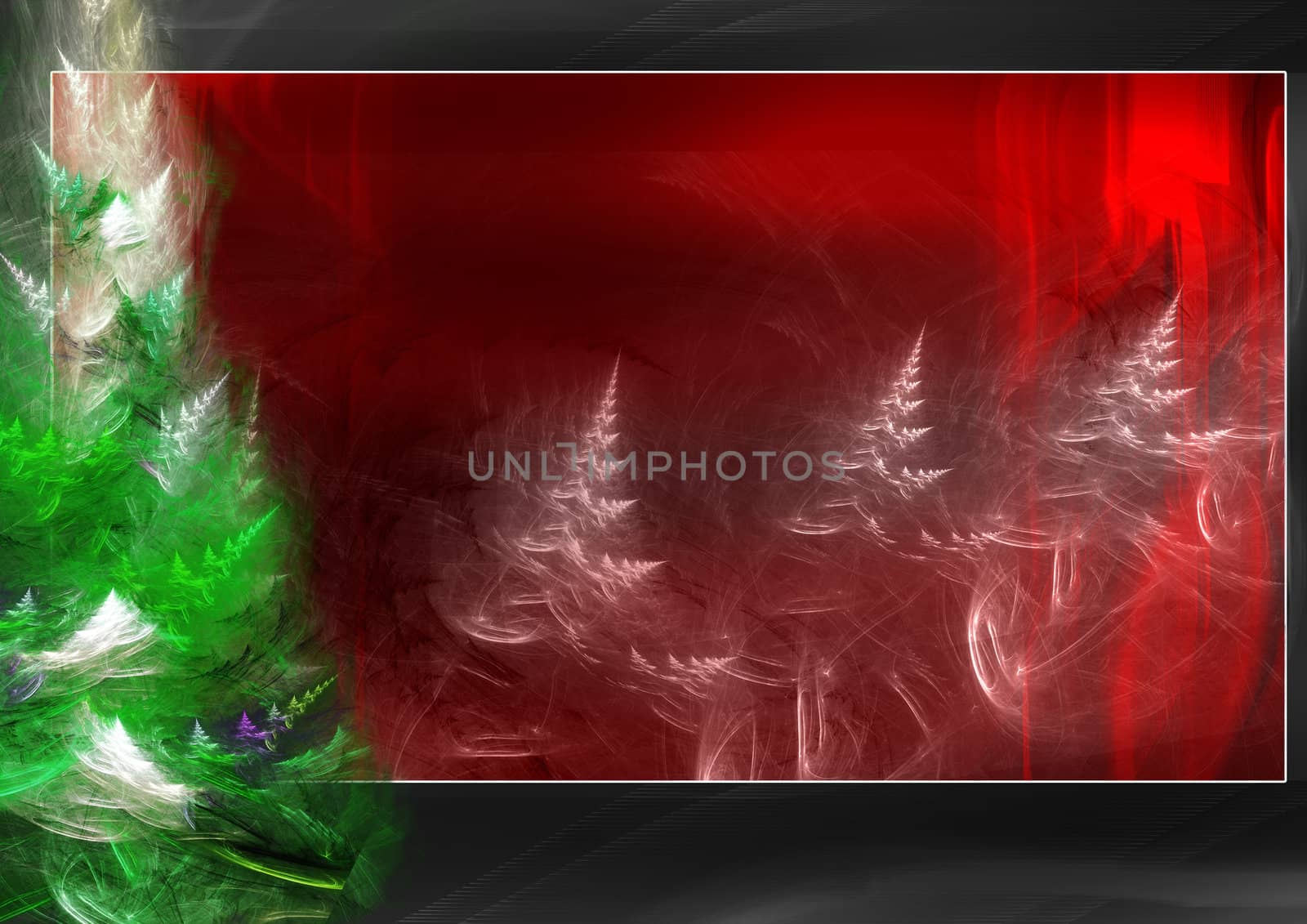 Christmas fur-tree in the night forest. Series fractal world