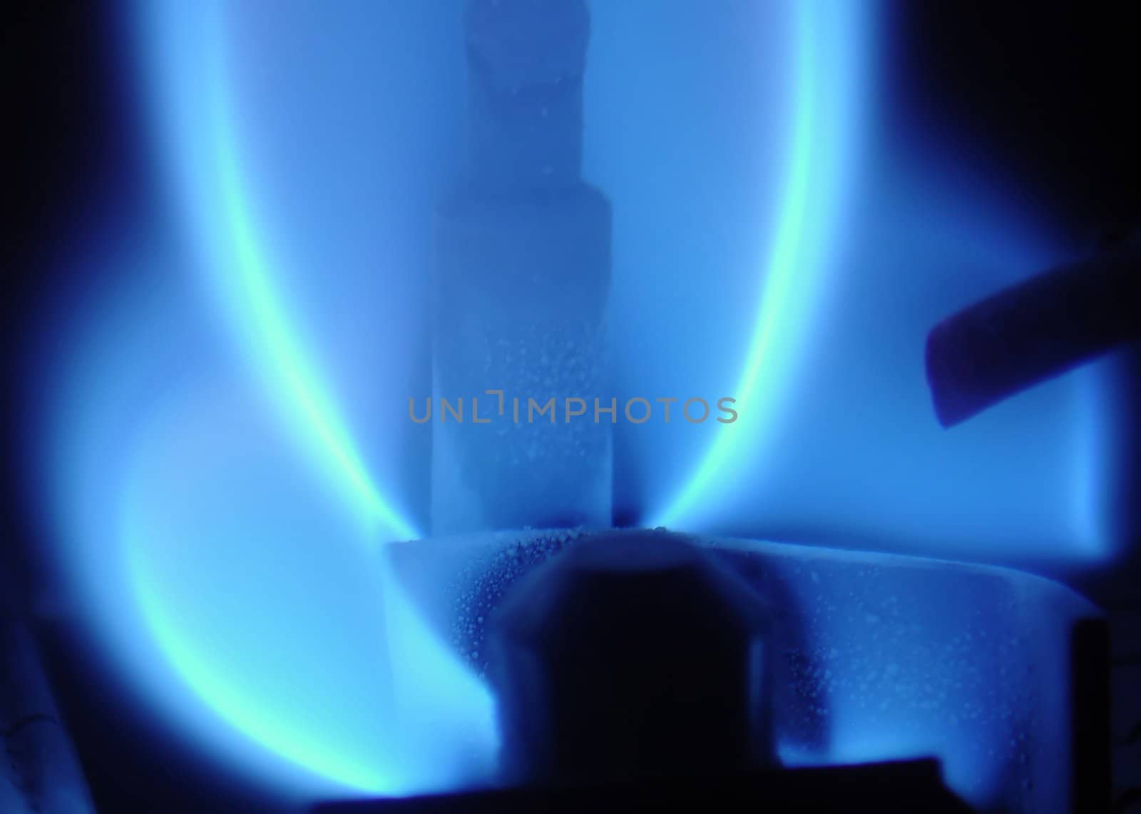 Blue flame inside the gas boiler