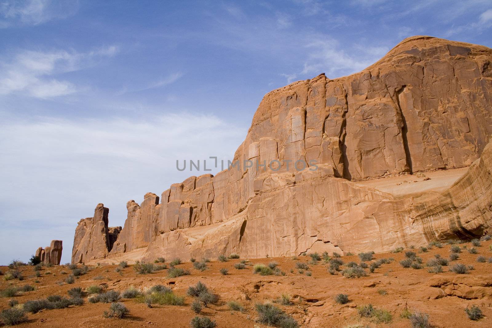 Moab area mountains and spires in Utah USA