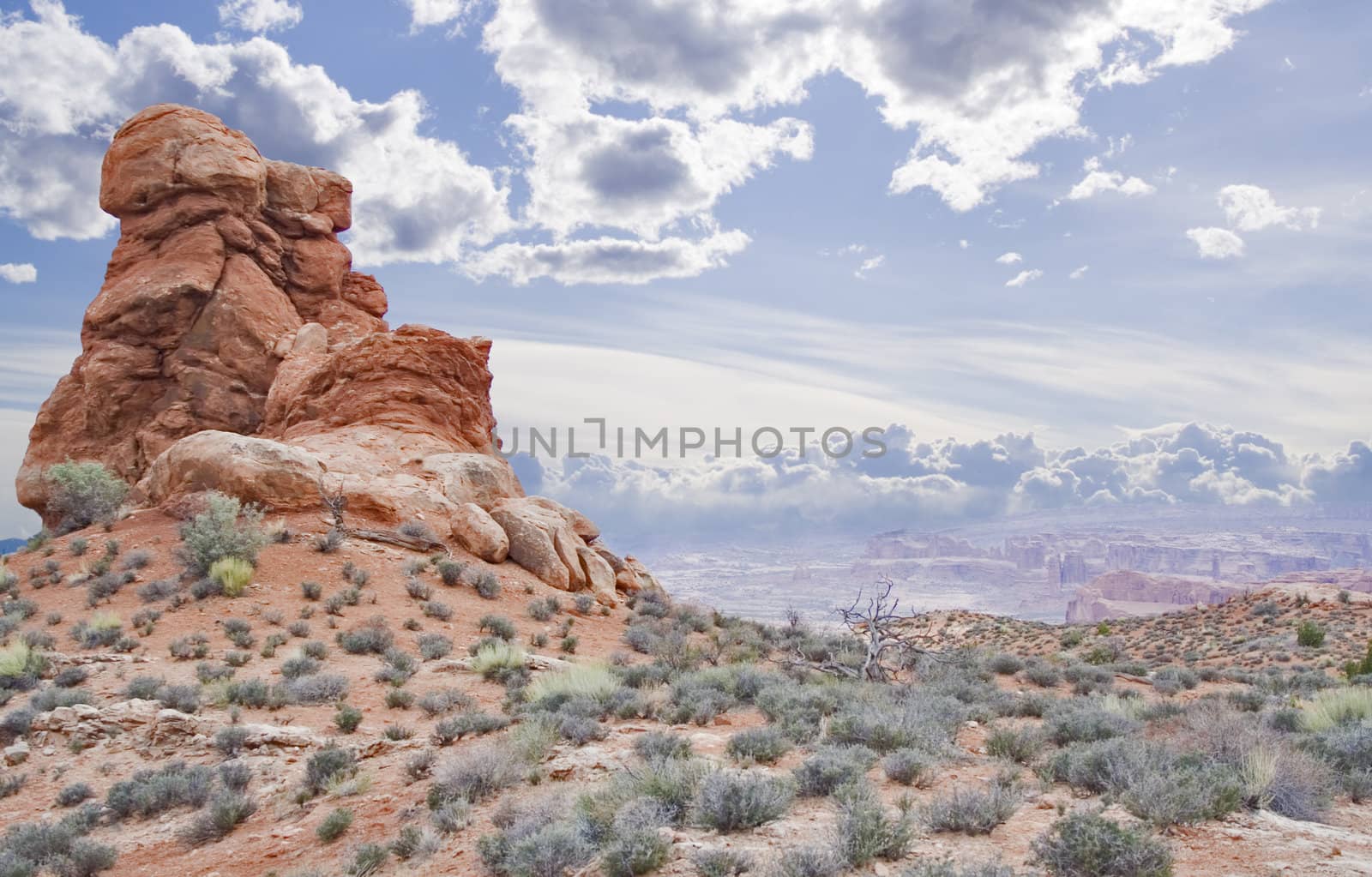 Arches National Park area mountains and spires in Utah USA