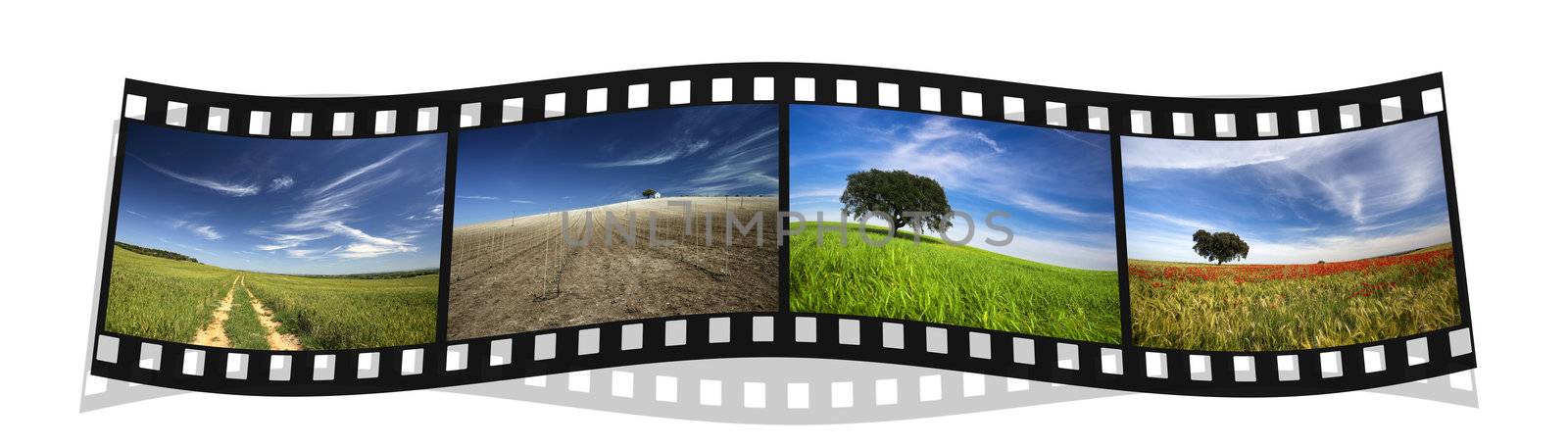 filmstrip with four colorful landscape photography of Portugal by mlopes