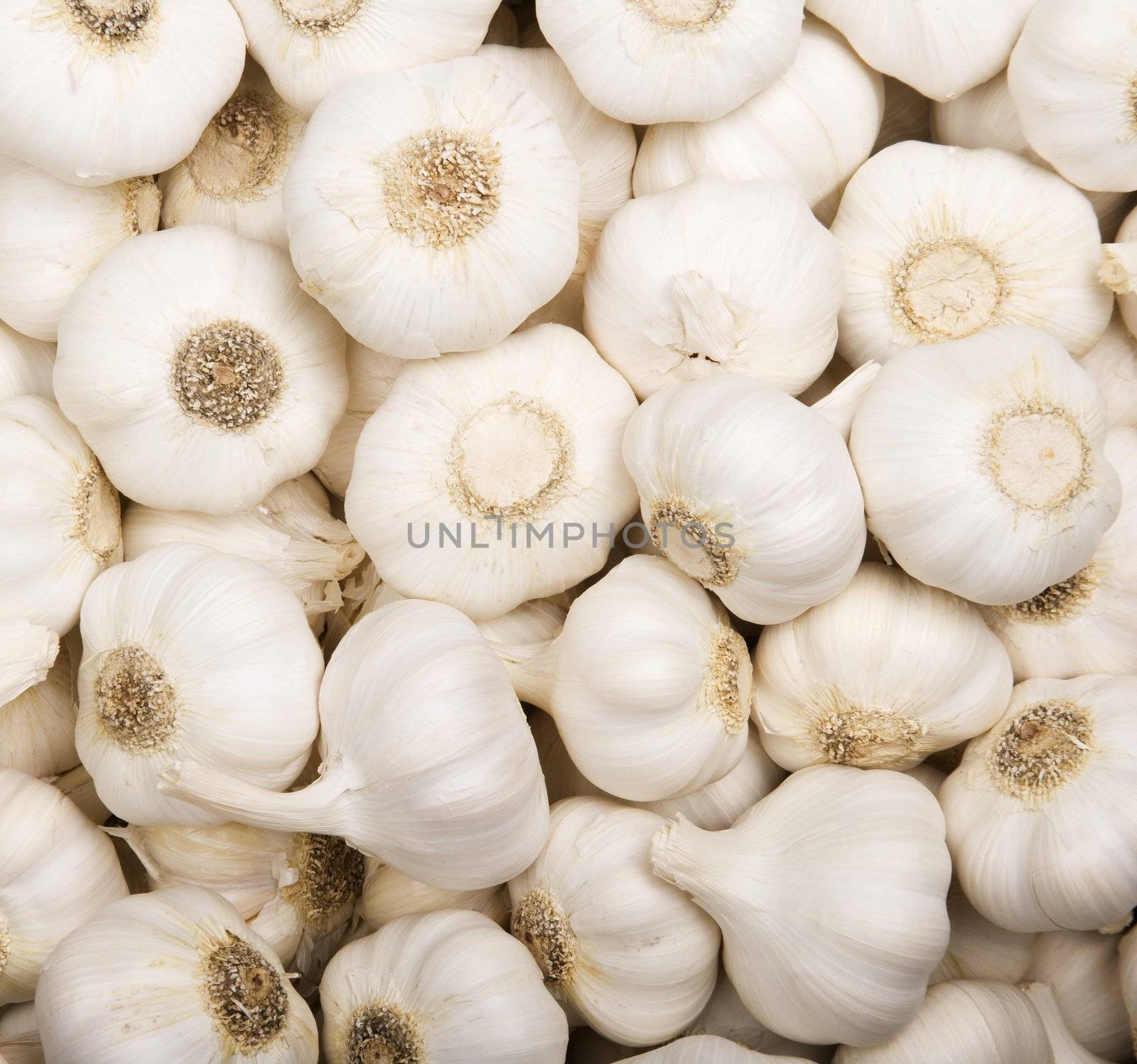 Garlic in a pile filling the frame