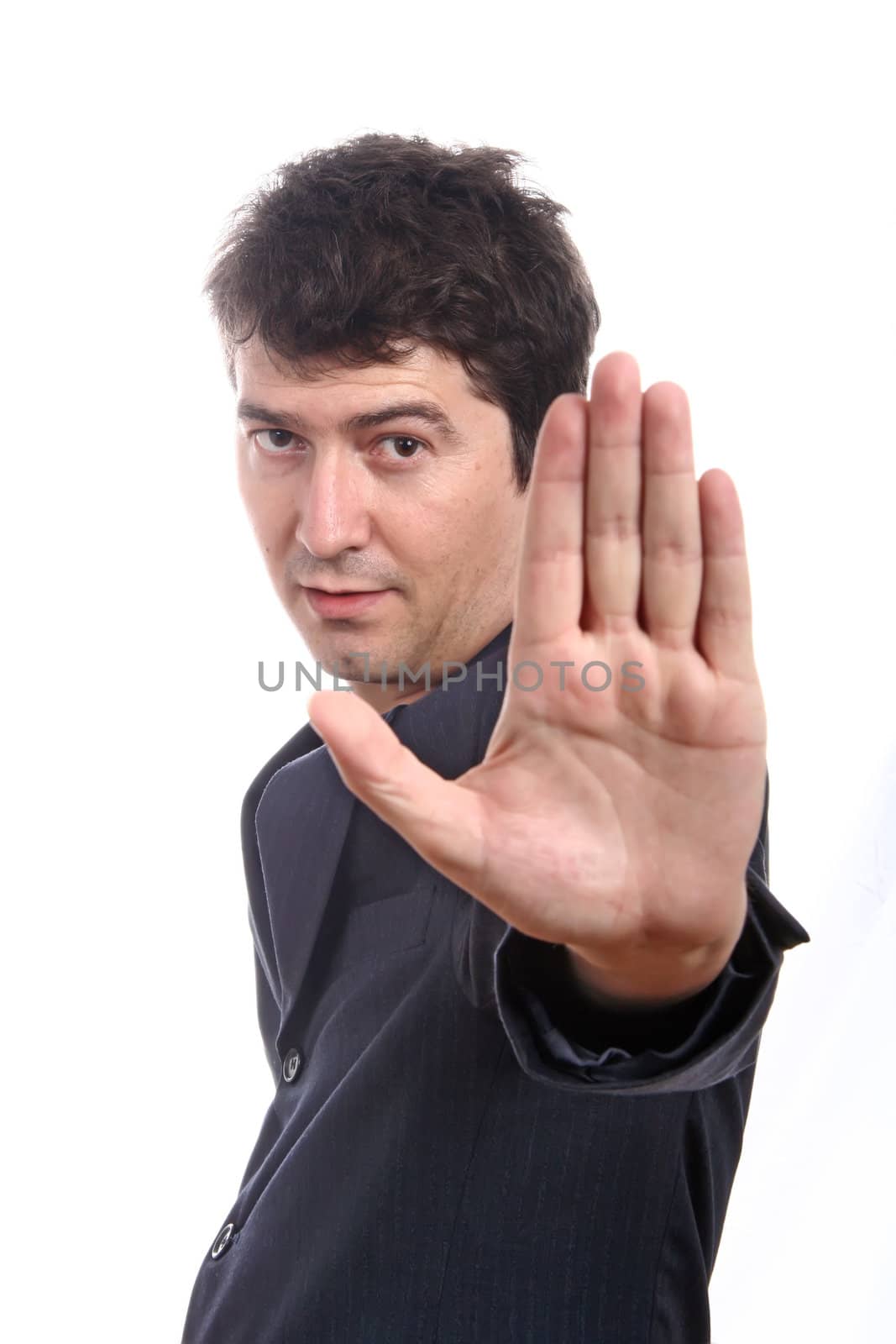 Young business men portrait on white.

