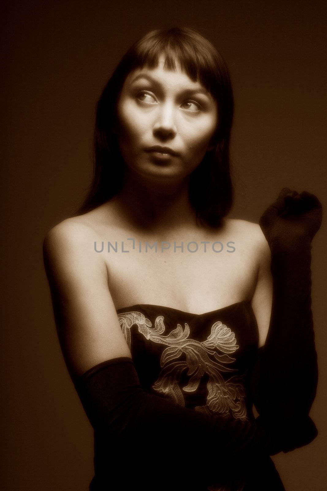 studio portrait of pretty fashionable girl

