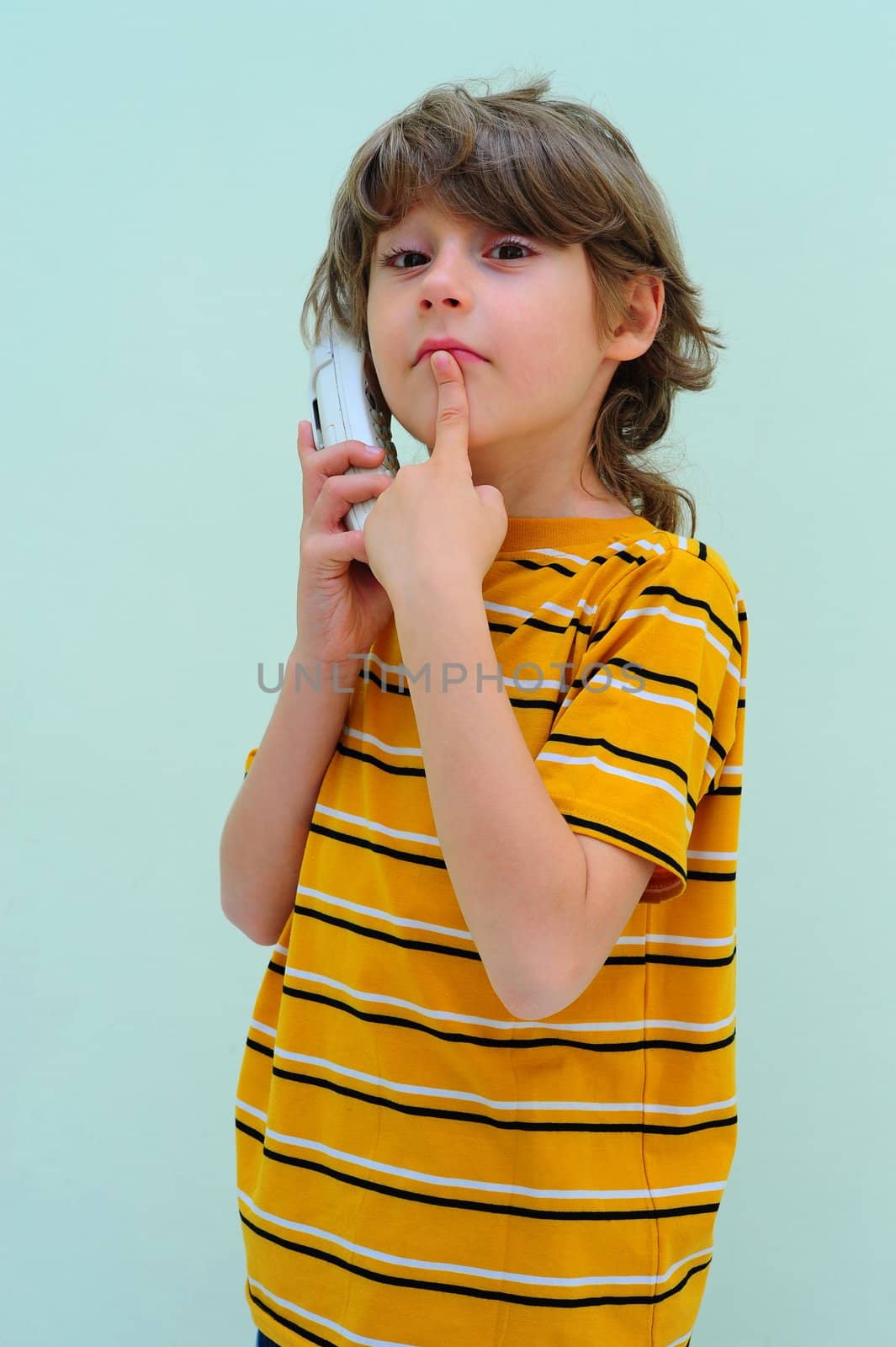 Teen Boy Relax By Talking On Wireless Telephone
