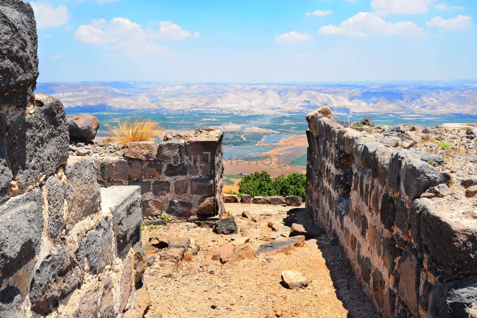 View To Jordan Valley From Ruins Of The Crusader Fortress Belvoir In Lower Galilee, Israel