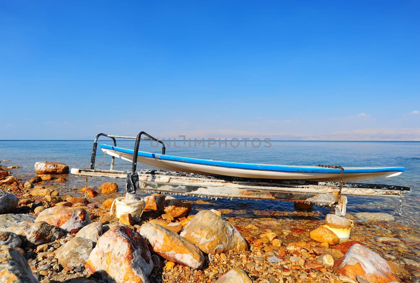 Salt Glazed Board For Windsurfing On The Beach Of Dead Sea.
