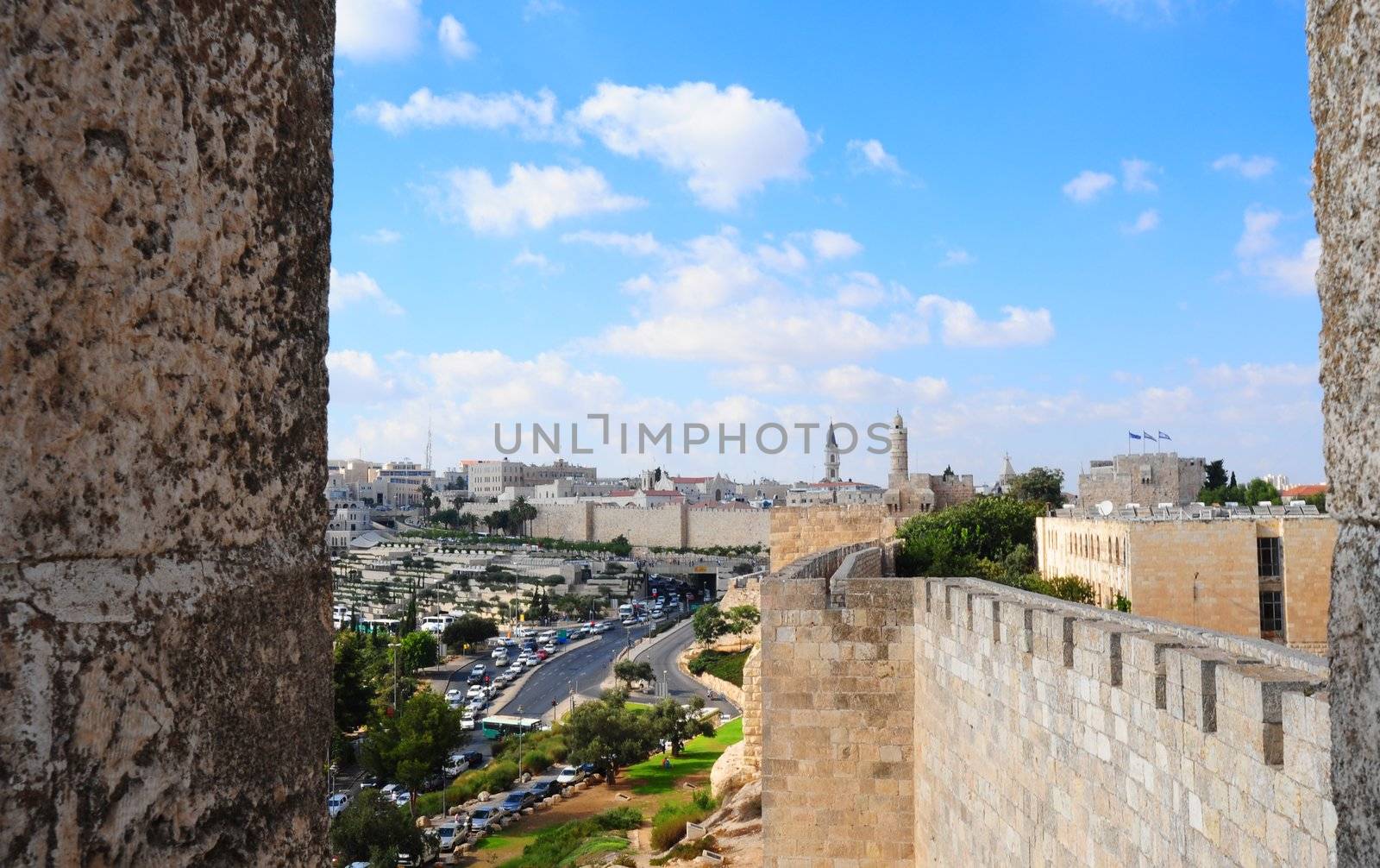  View From Top Of Ancient Walls Surrounding Old City in Jerusalem