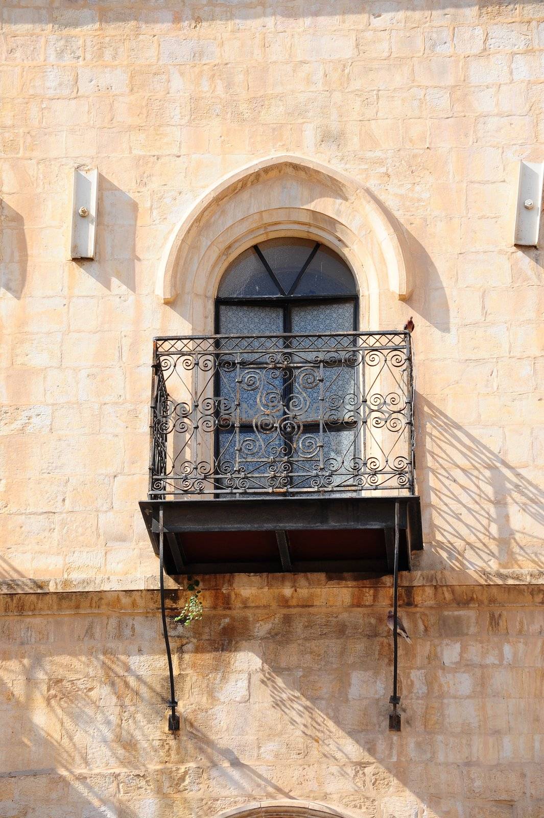 Balcony With Cast-iron Lattice In Old City Of Jerusalem